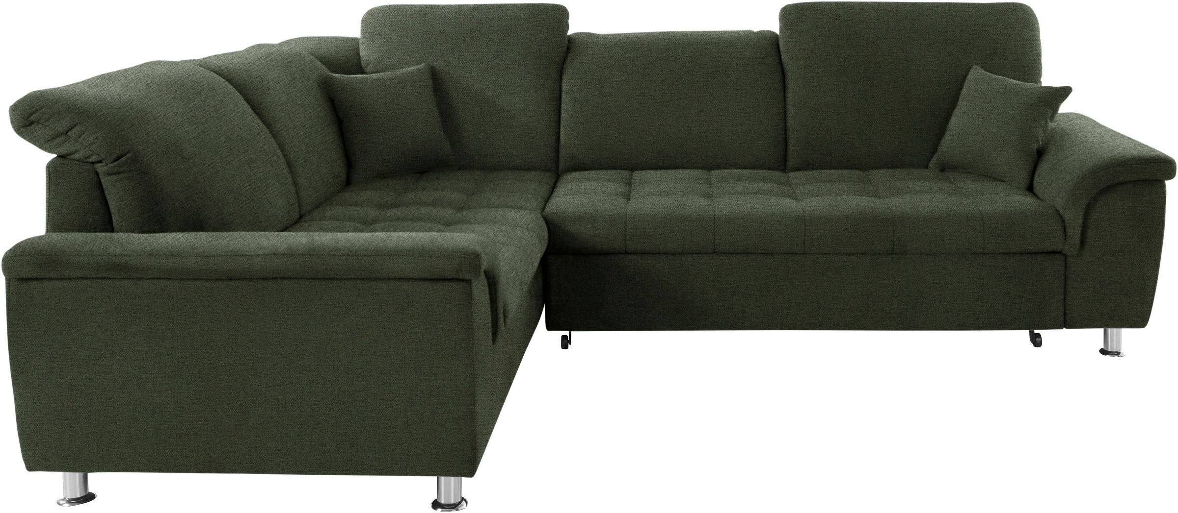 DOMO collection Ecksofa »Franzi, zeitlos und elegant, moderne Sitzheftung, L-Form«, wahlweise mit Kopfteilverstellung (dann Breite: 275 cm)