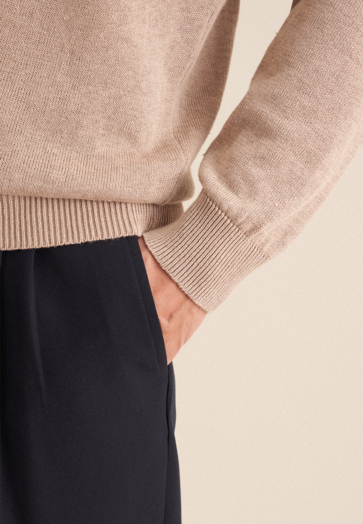 seidensticker Strickpullover »Regular«, Langarm Kragen Uni