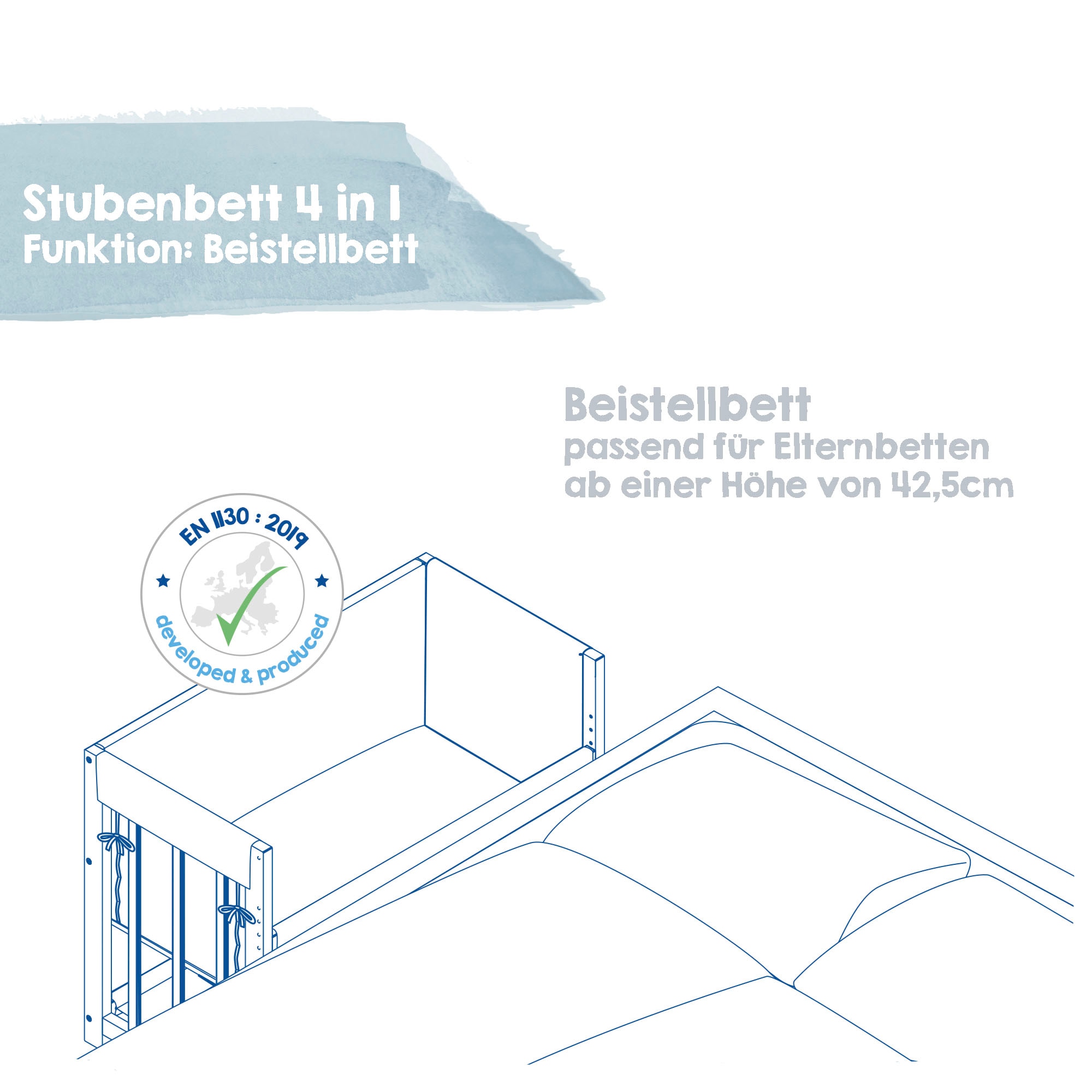 roba® Stubenbett »4 in 1, Indibär, weiss«, zu Wiege, Elternbett oder Bank umbaubar