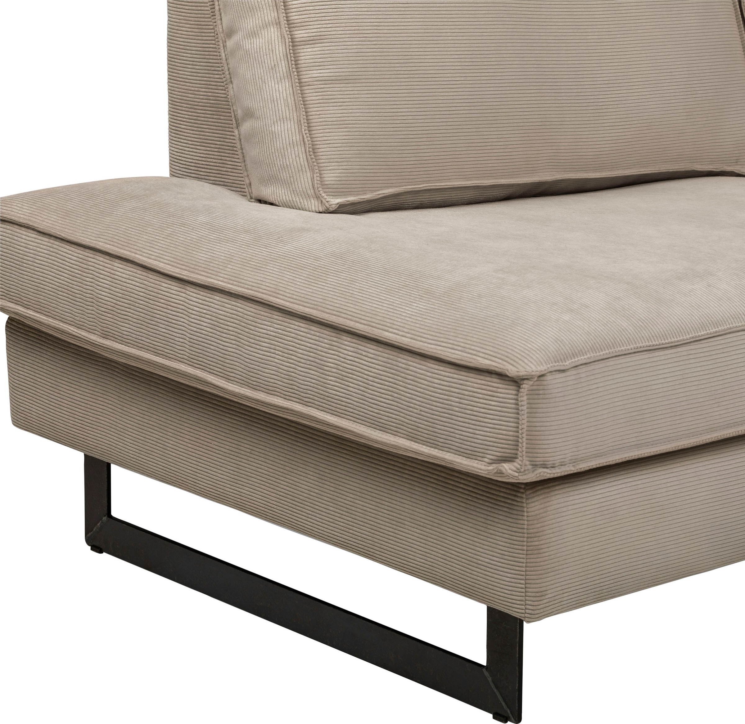 Places of Style Wohnlandschaft »Pinto, 350 cm, U-Form, XXL, mit Ottomanen«, Cord, Chenille, Lederoptik, mit Keder, Metallfüsse, Wellenunterfederung