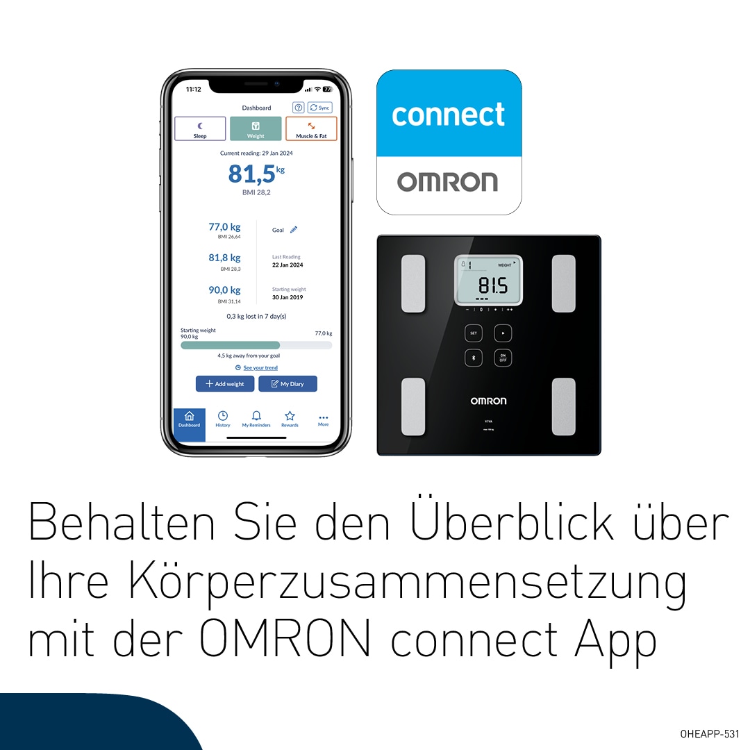 Omron Körper-Analyse-Waage »VIVA HBF-222T-EBK«, mit kostenloser App