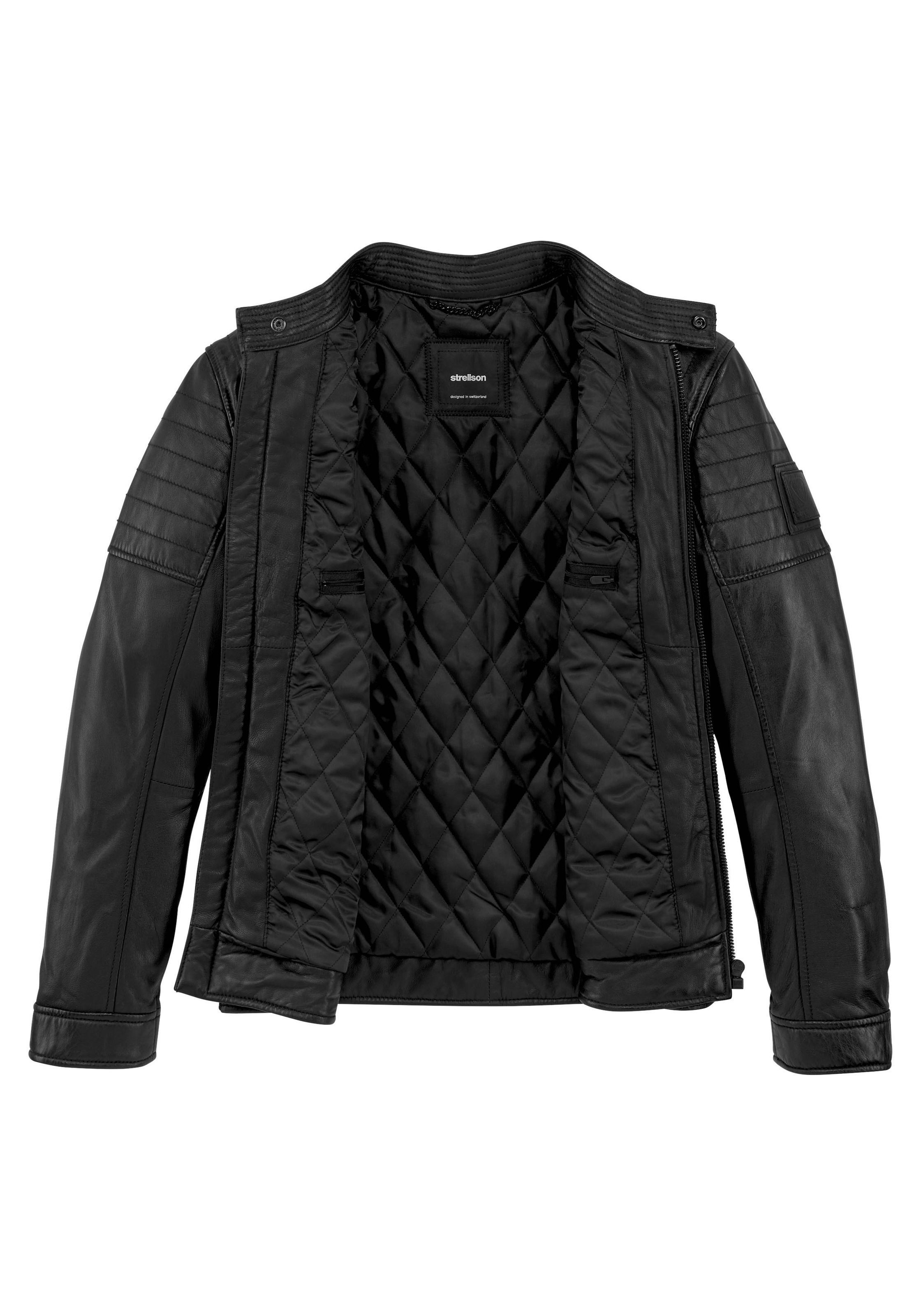 Strellson Lederjacke, Lammleder, leicht wattiert