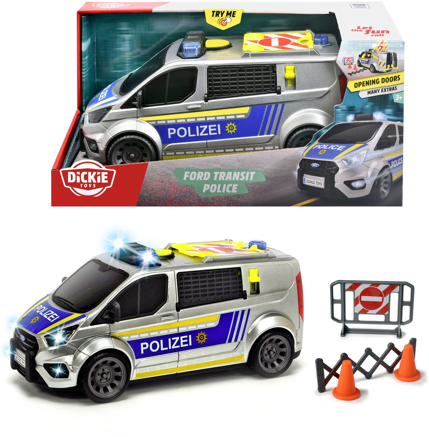 Dickie Toys Spielzeug-Transporter "Ford Transit Police" mit Licht und Sound
