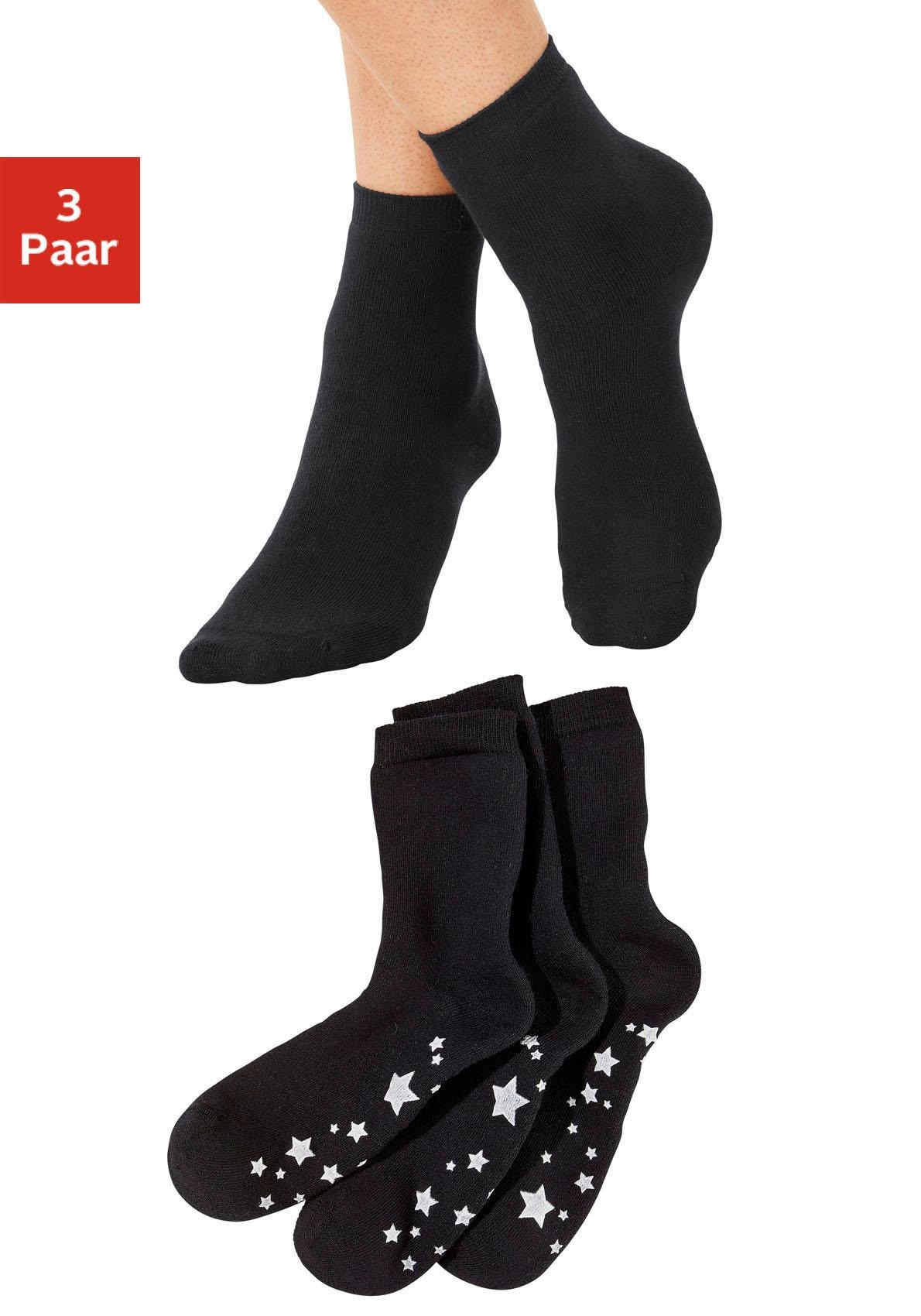 Lavana ABS-Socken, (Set, 3 Paar), mit Antirutschsohle im Sterndesign