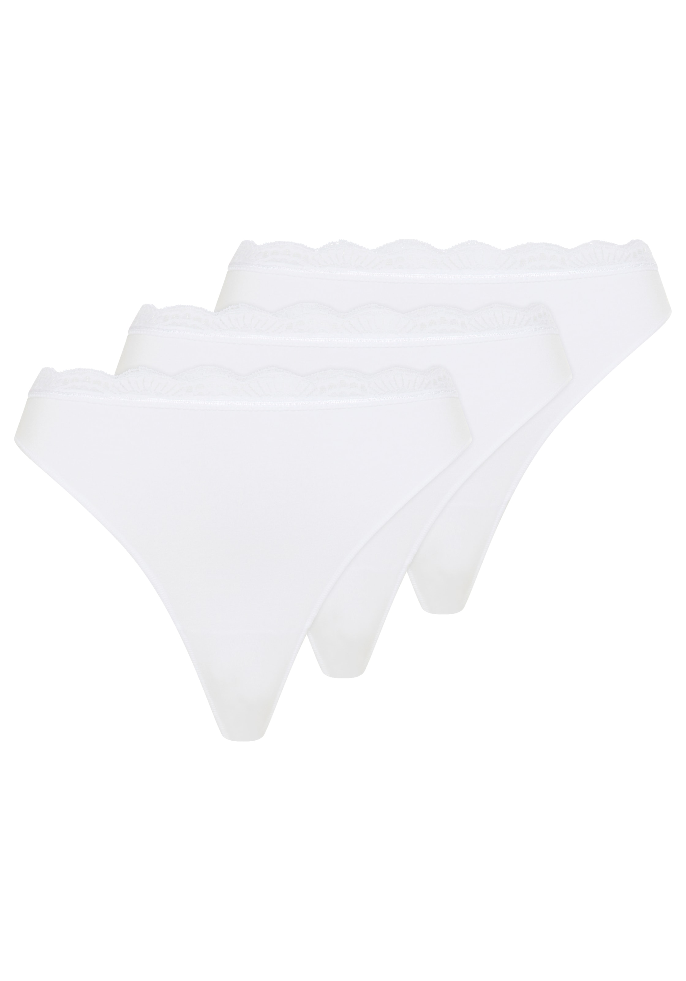 YSABEL MORA Tanga »BASIC COLLECTION COTTON WITH LACE« 3er Pack, nicht nur bequem, sondern auch romantische Spitzendetails