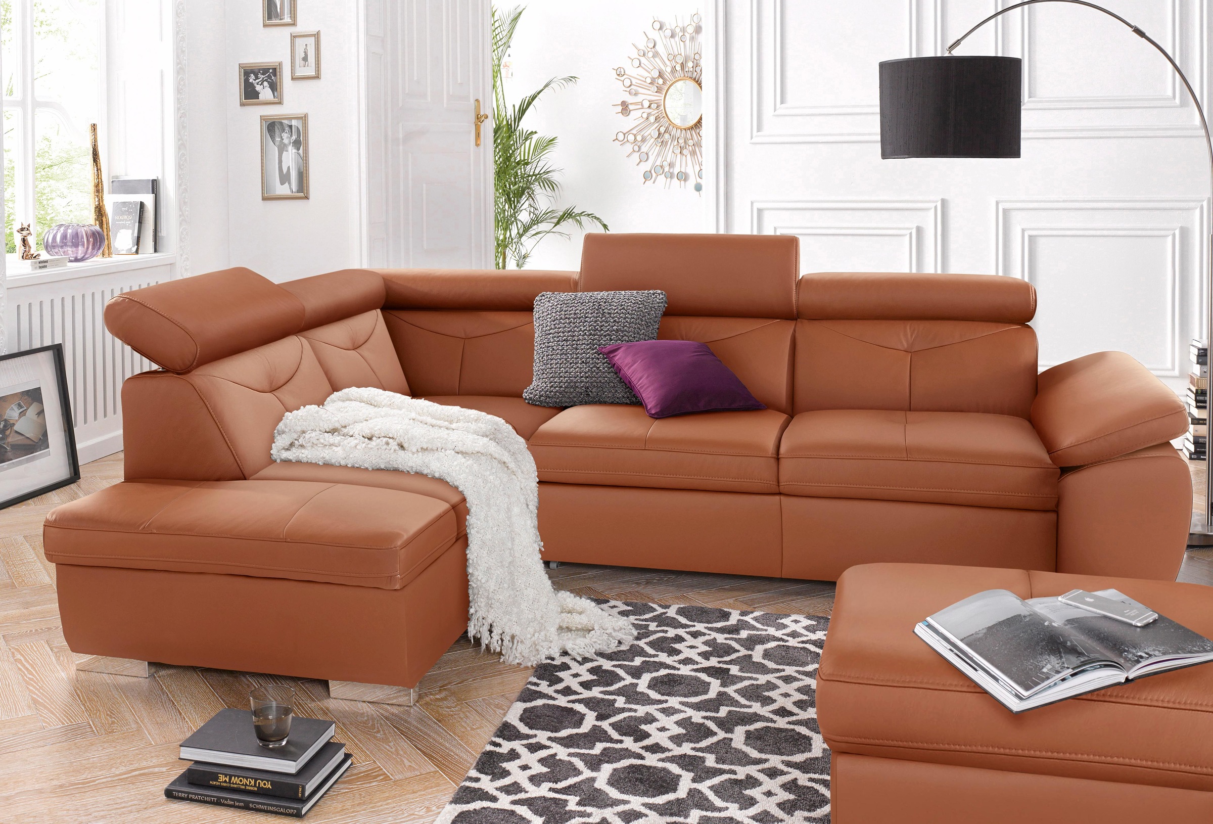 exxpo - sofa fashion Ecksofa »Spring, super bequem und komfortabel mit Armteil- und Kopfteilfunktion«, wahlweise mit Bettfunktion und Bettkasten, L-Form