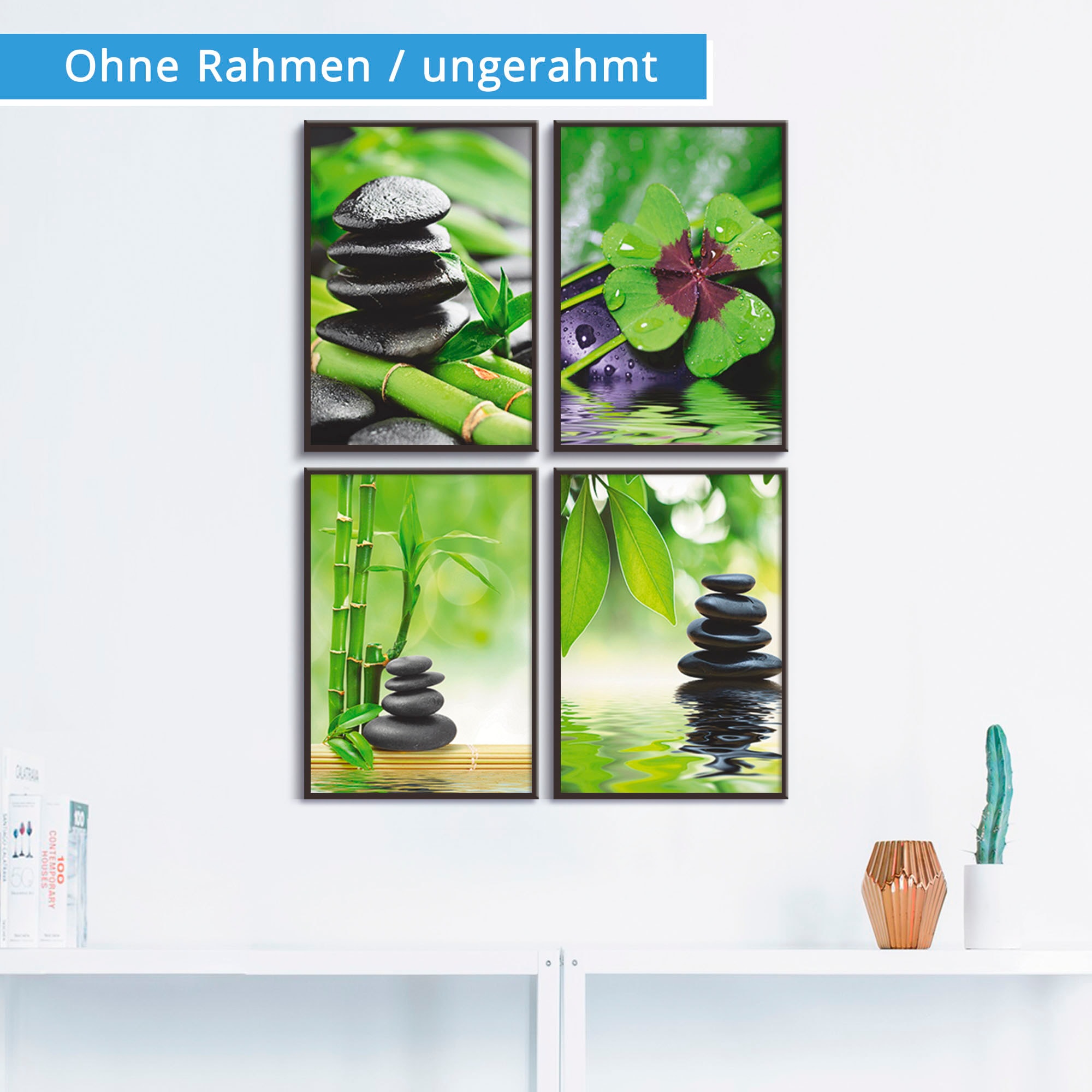 Artland Poster »Glücksklee Zen Steinpyramide Wasser«, Zen, (4 St.), Poster,  Wandbild, Bild, Wandposter online kaufen | Jelmoli-Versand