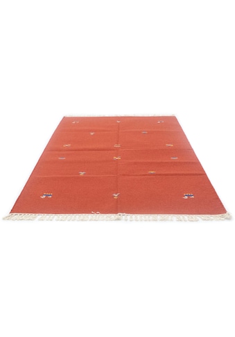 Wollteppich »Kelim Teppich handgewebt orange«, rechteckig