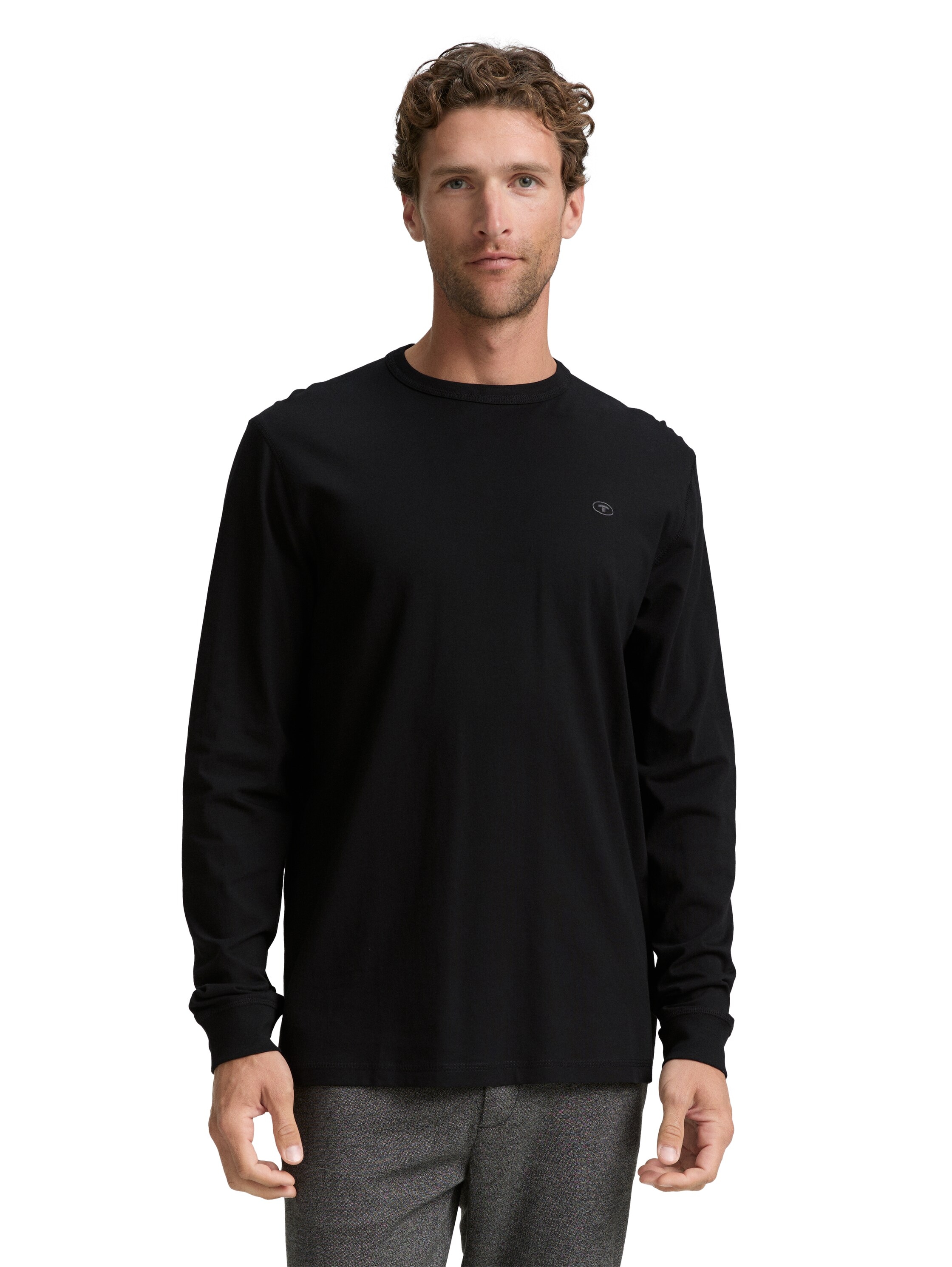 TOM TAILOR Langarmshirt mit Logo Stickerei