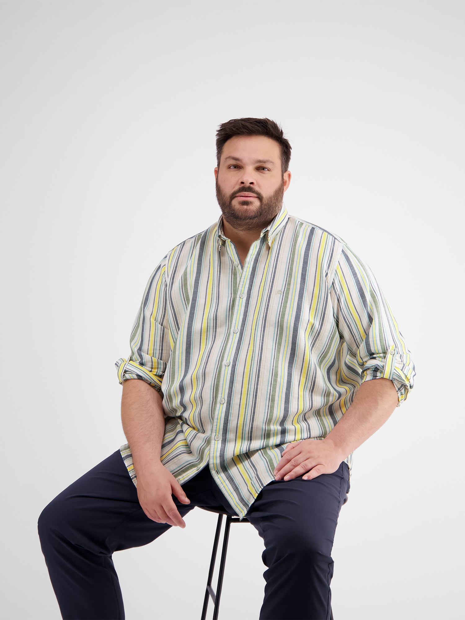 LERROS Langarmhemd »LERROS Modisches Streifenhemd für Herren, in Übergrössen«