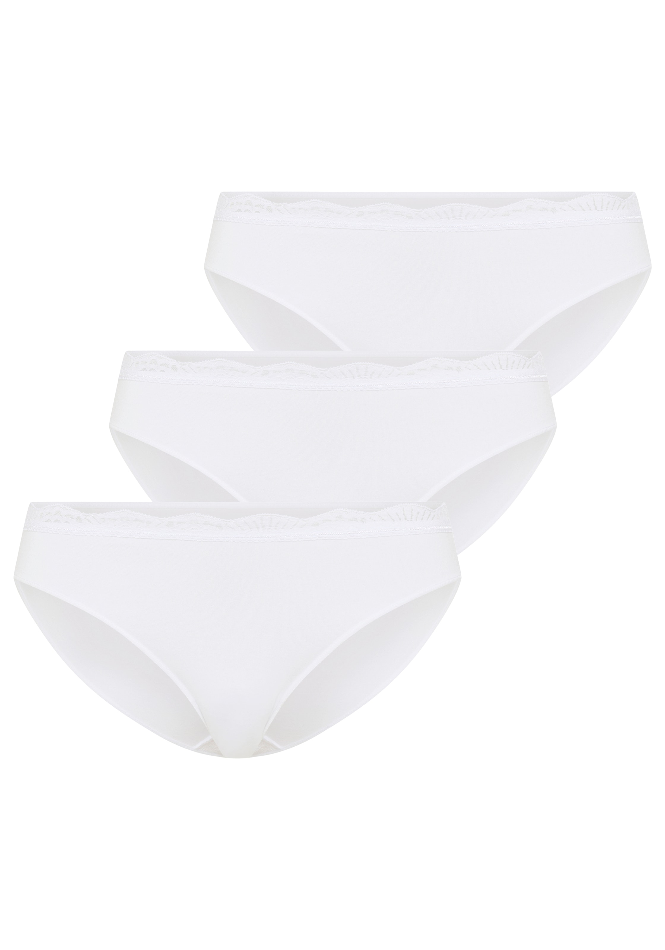 YSABEL MORA Minislip »BASIC COLLECTION COTTON WITH LACE« 3er Pack, mit feiner Spitze versehen