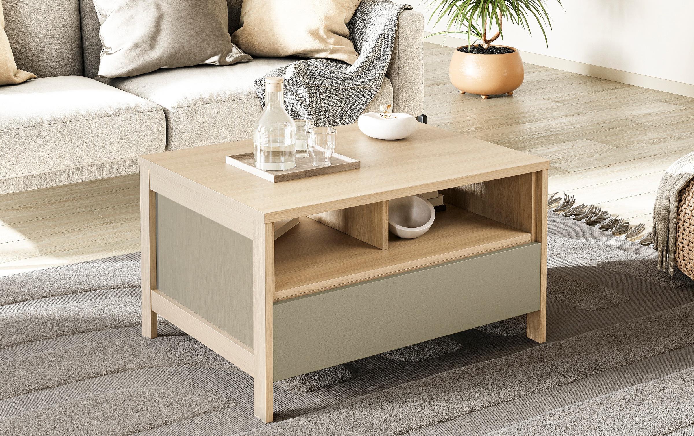 Home affaire Couchtisch "Stranda, Beistelltisch, Wohnzimmertisch, Sofatisch, Tisch" Schubkasten und Ablagefächer, in zwei Farben verfügbar