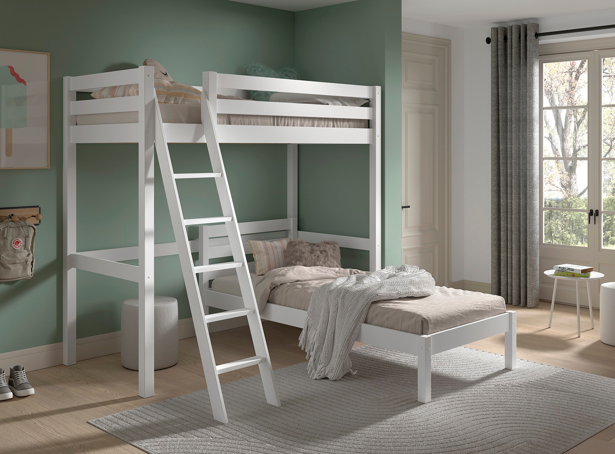 Pino blanc mezzanine 90x200 + lit simple