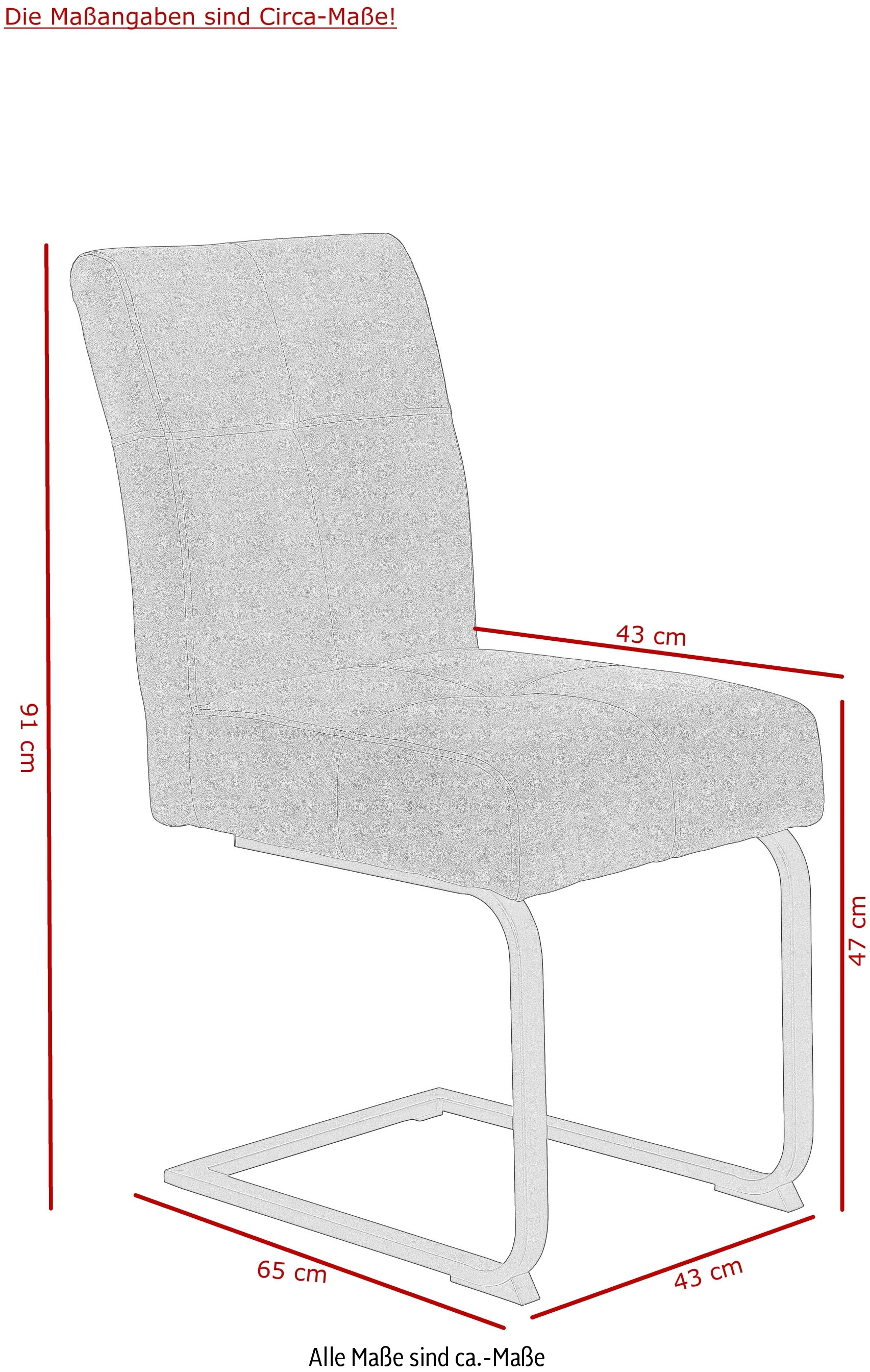 HELA Esszimmerstuhl »Luise«, Schwingstuhl, Freischwinger, 2er-Set, Sitz mit Federkern, extra dicke Polsterung