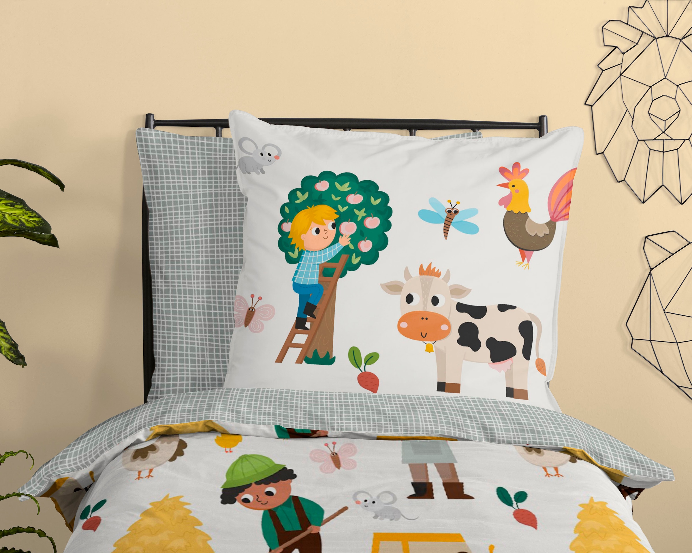 good morning Bettwäsche »Farm«, 100% Baumwolle, 135x200, Reissverschluss, Wendeoptik, Kind, Weiss, Bauer