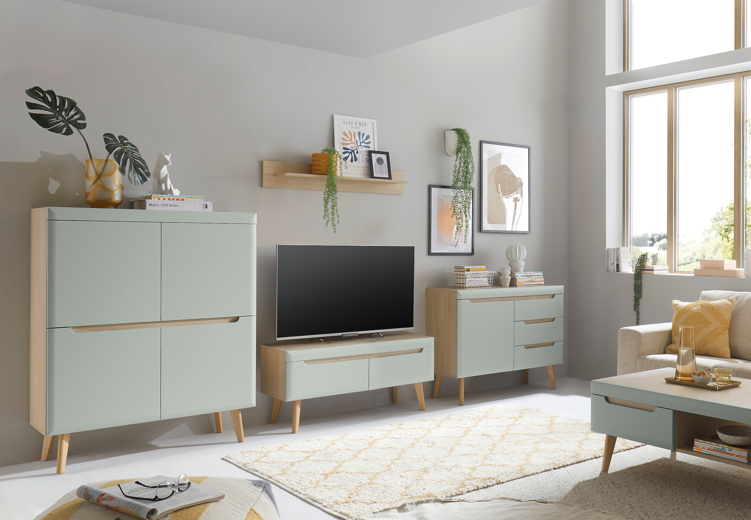 INOSIGN Wohnwand »Torge, Anbauwand, Schrankwand, Mediawand, Wohnzimmer-Set«, (4 St.), enthält Lowboard, Sideboard, Highboard + Wandboard, 361 cm breit