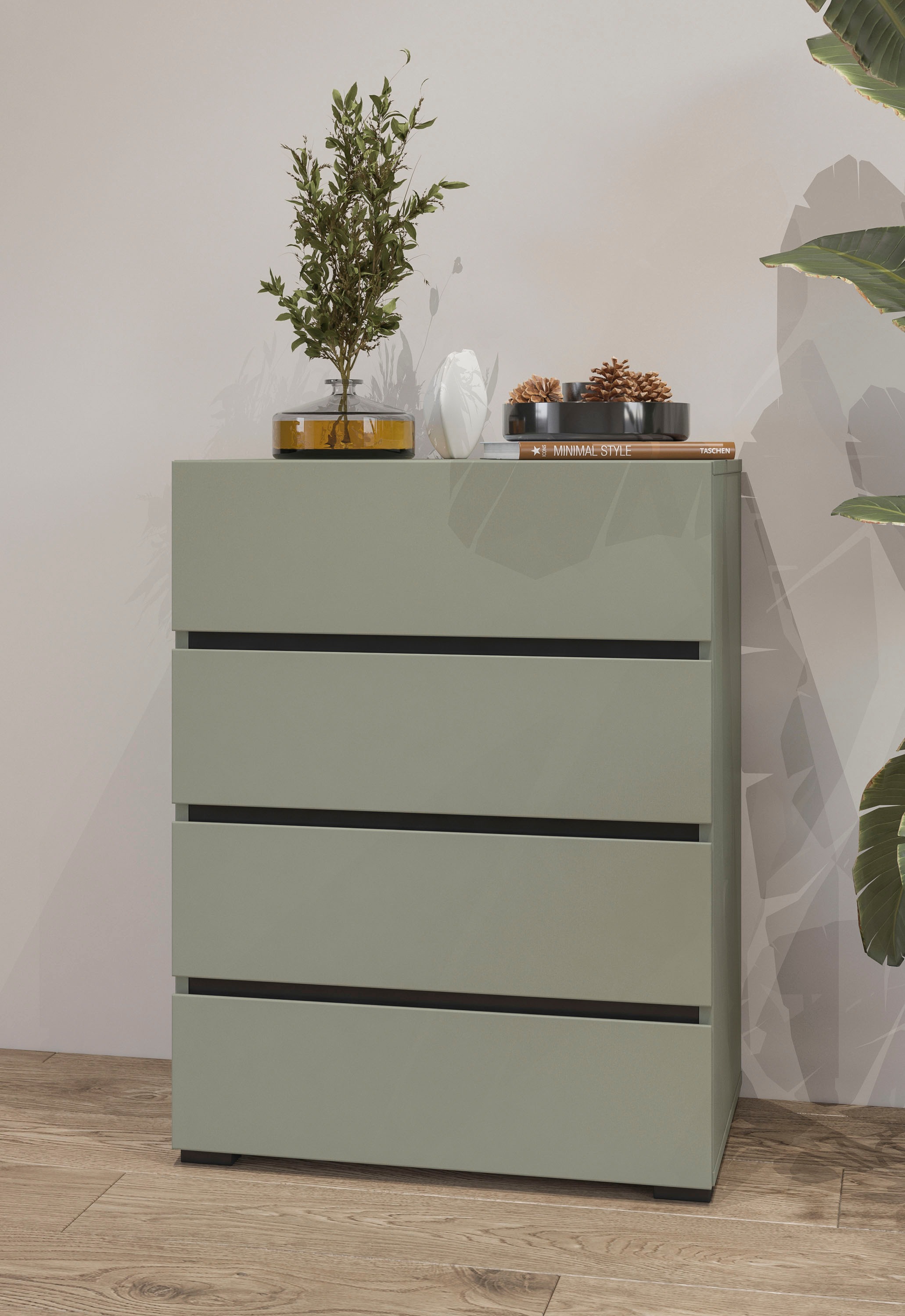 INOSIGN Kommode »Cross,Breite 60 cm, moderne grifflose Sideboard,4 Schubkästen«, Schubladenschrank mit viel Stauraum, Flur Highboard