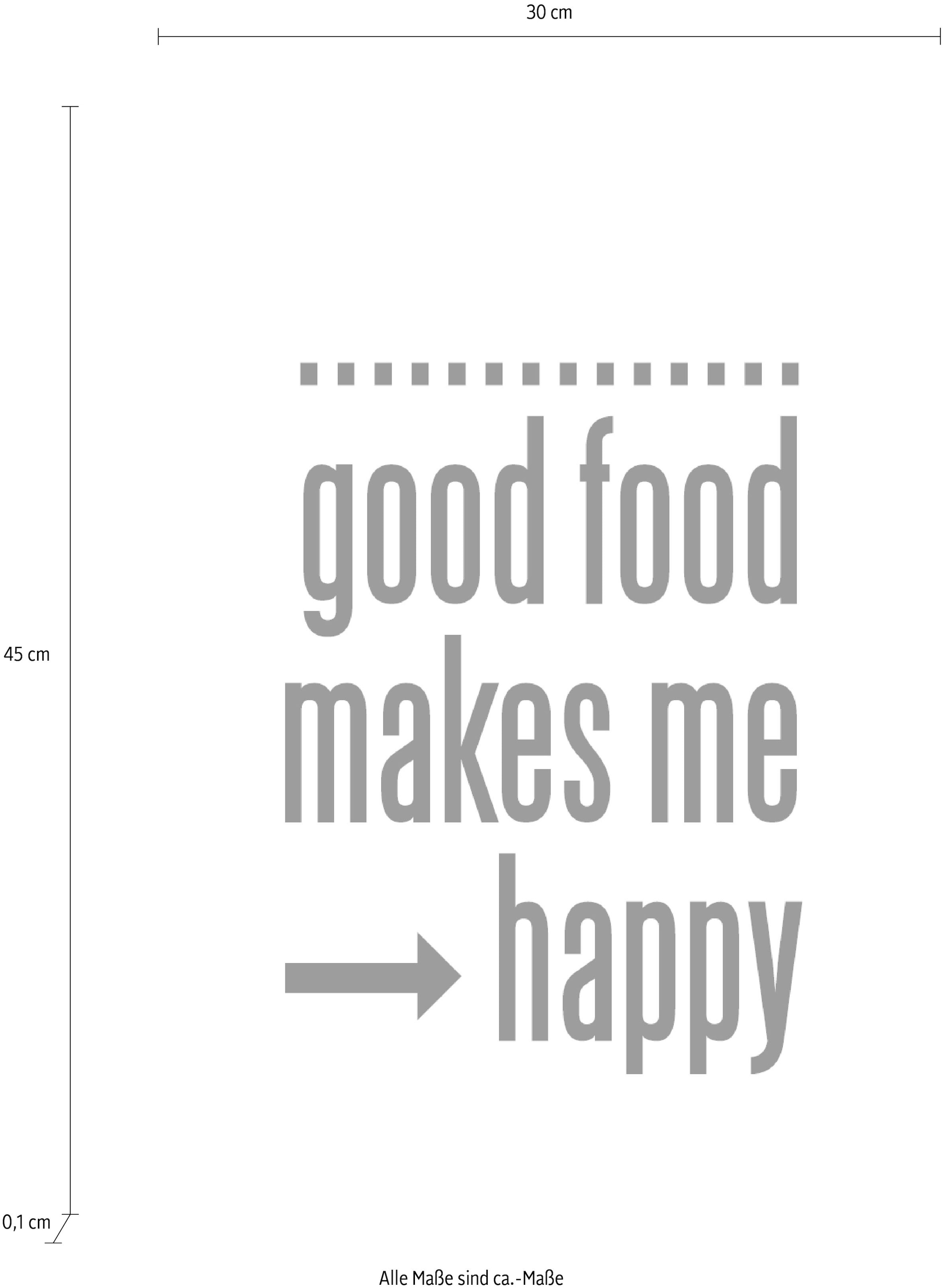 ❤ queence - Wanddekoobjekt »Good me Stahlblech Shop im auf ordern food Jelmoli-Online happy«, makes Schriftzug