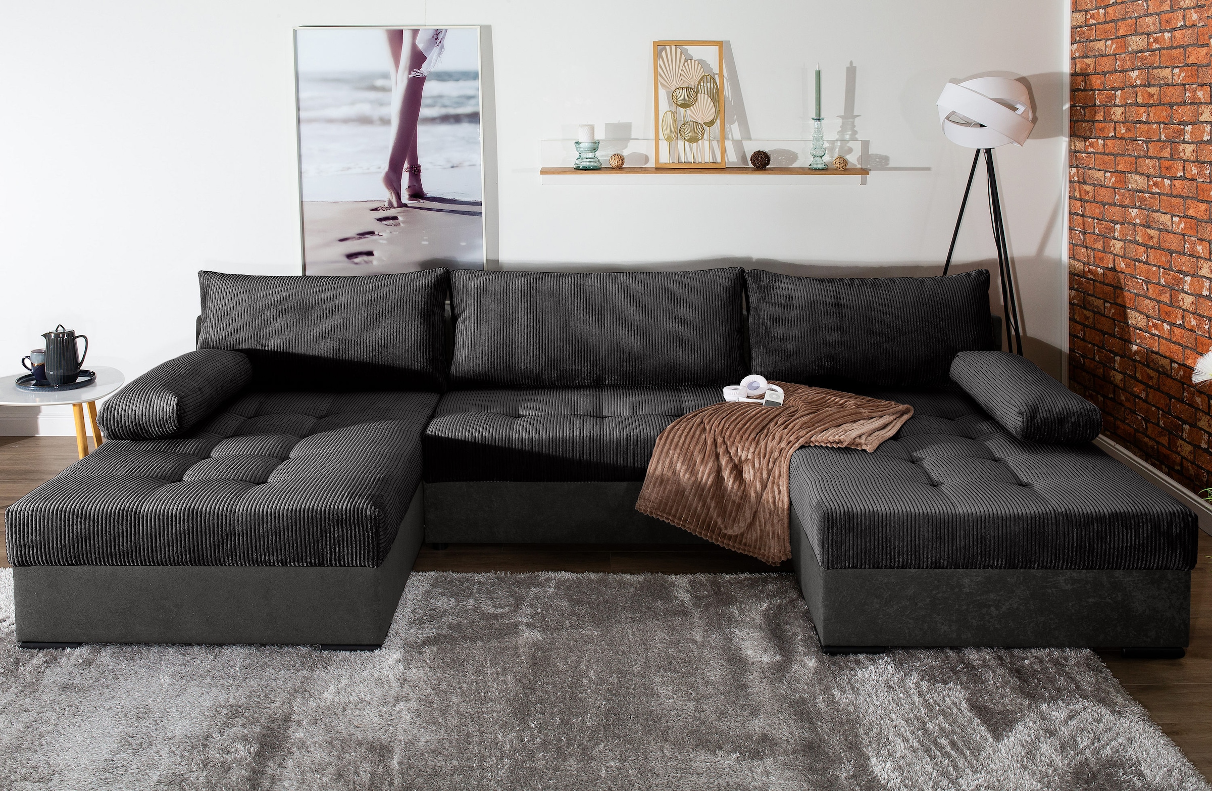 COLLECTION AB Wohnlandschaft »Josy«, inkl. Bettfunktion, Bettkasten, mit 3 extra grossen Rückenkissen
