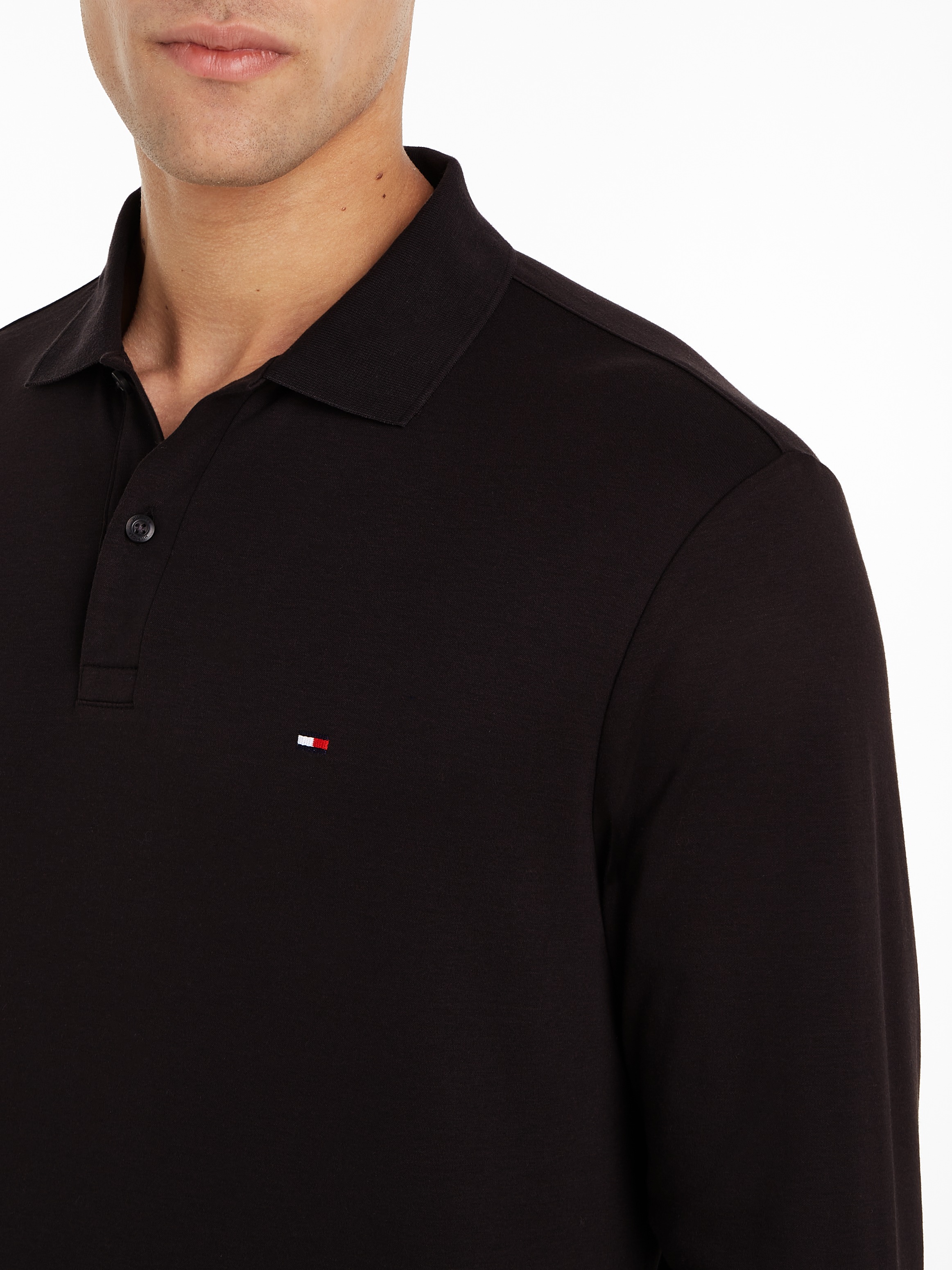 Tommy Hilfiger Langarm-Poloshirt »L/S LIQUID COTTON REG POLO mit Jersey und Markenlabel«, unifarben, casual, regular fit, Baumwolle, Polokragen