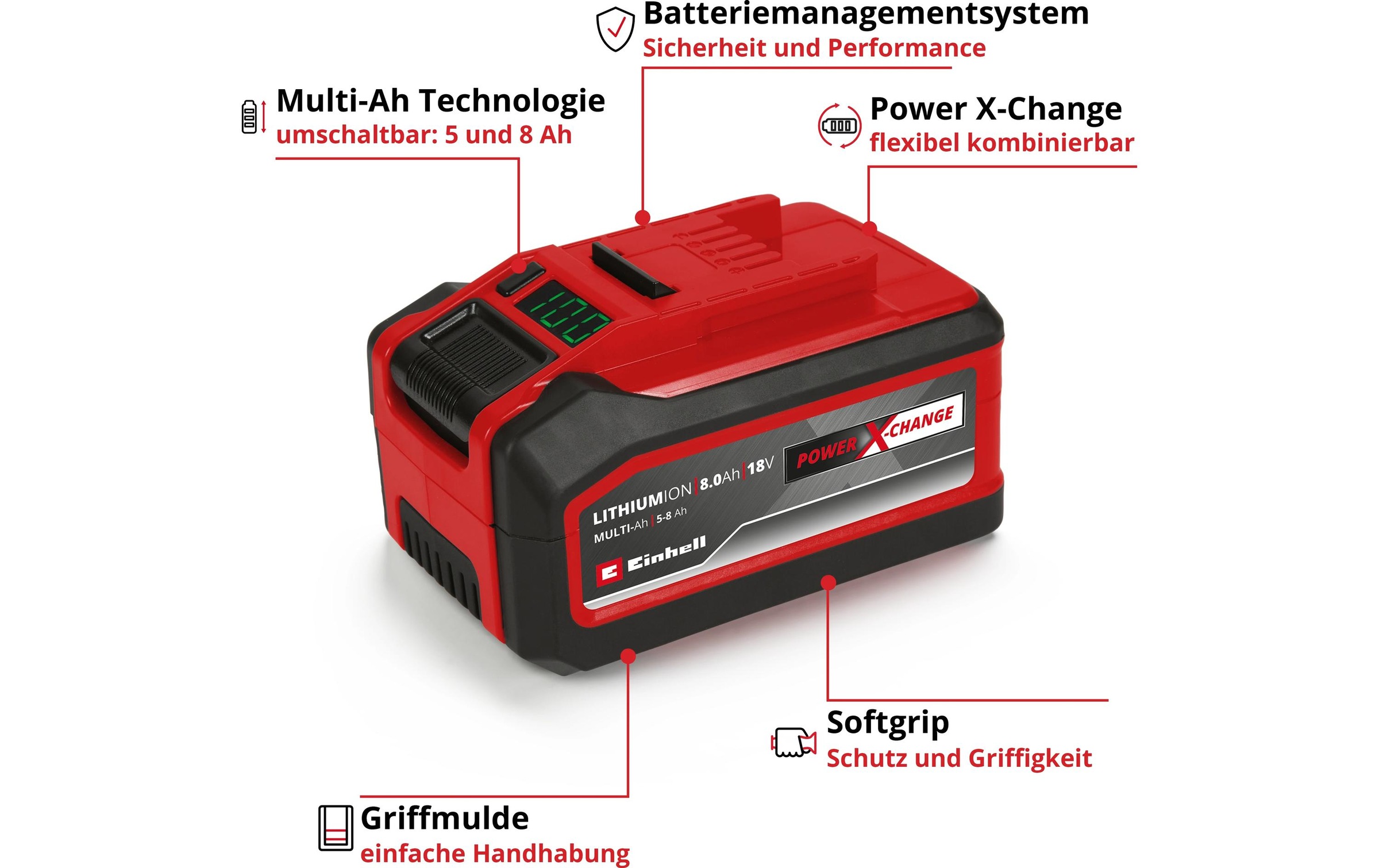 Einhell Akku »PXC+ 18 V 5-8Ah MULTI«, 18,0 V