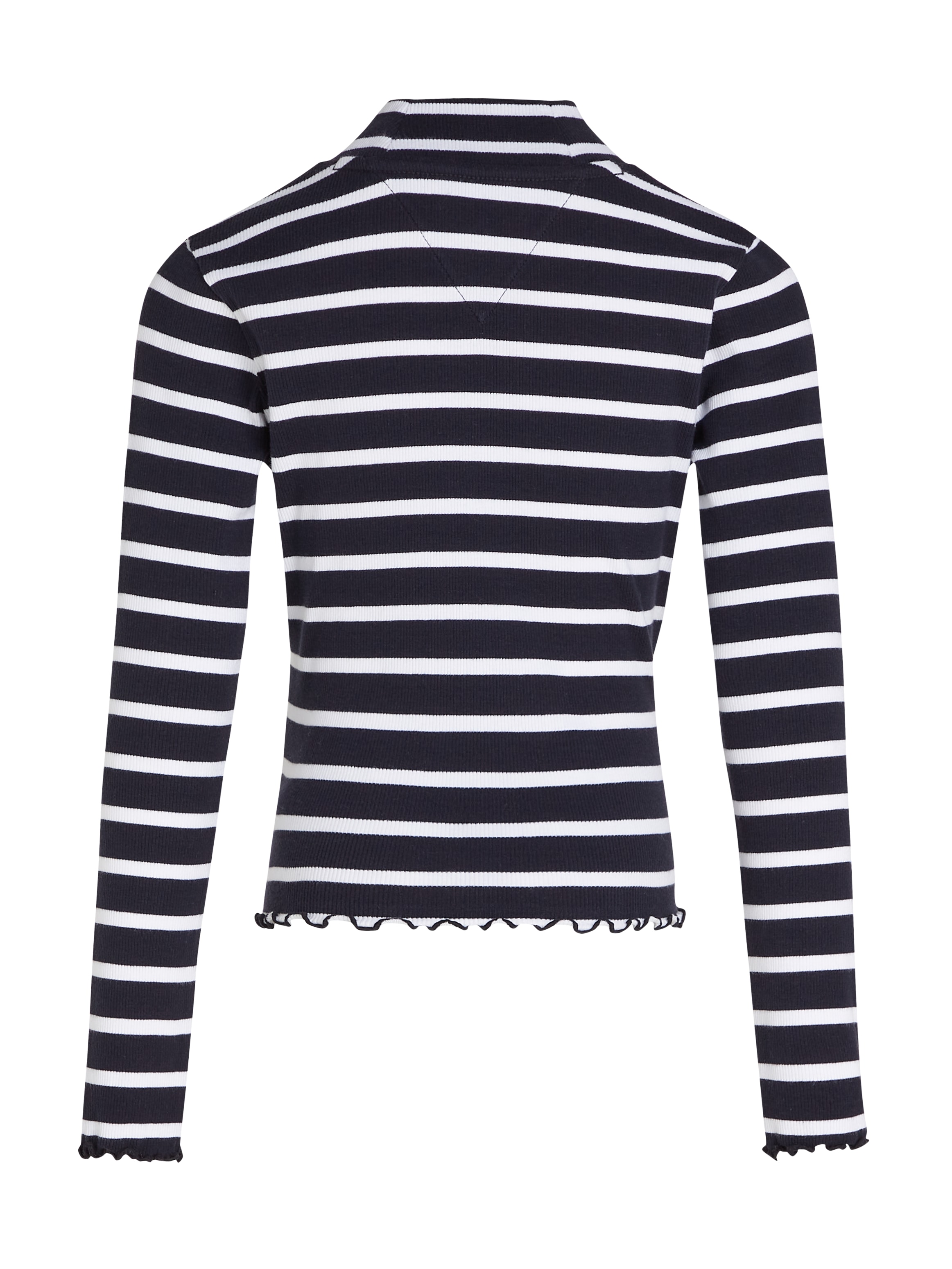 Tommy Hilfiger Langarmshirt »MOCK NECK RIB TOP LS«, im Streifendesign, mit Babylock-Saum