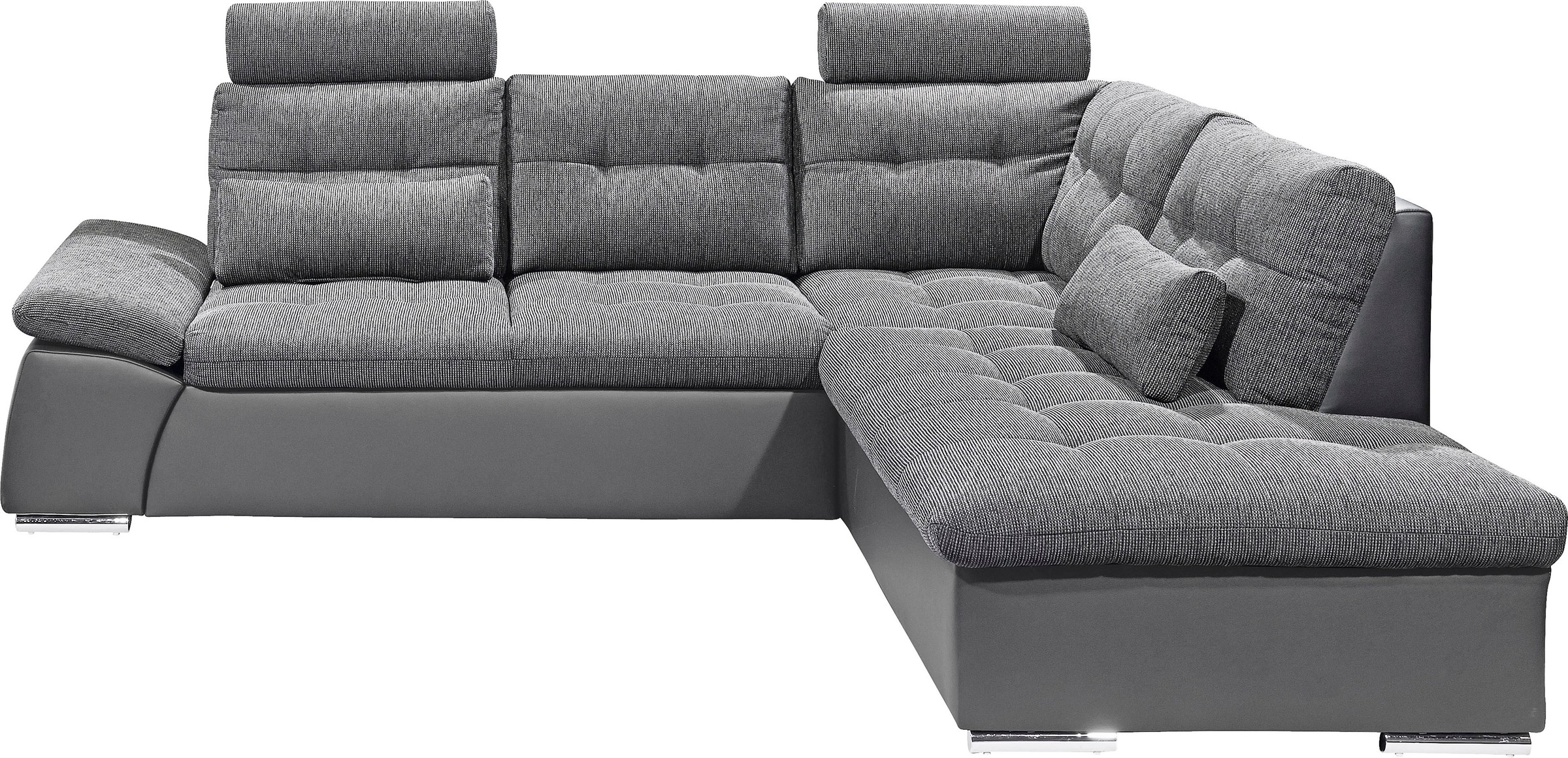 ED EXCITING DESIGN Ecksofa »Jakarta L-Form«, mit Bettfunktion, Armteilverstellung, Kopfstützen & 2 Nierenkissen