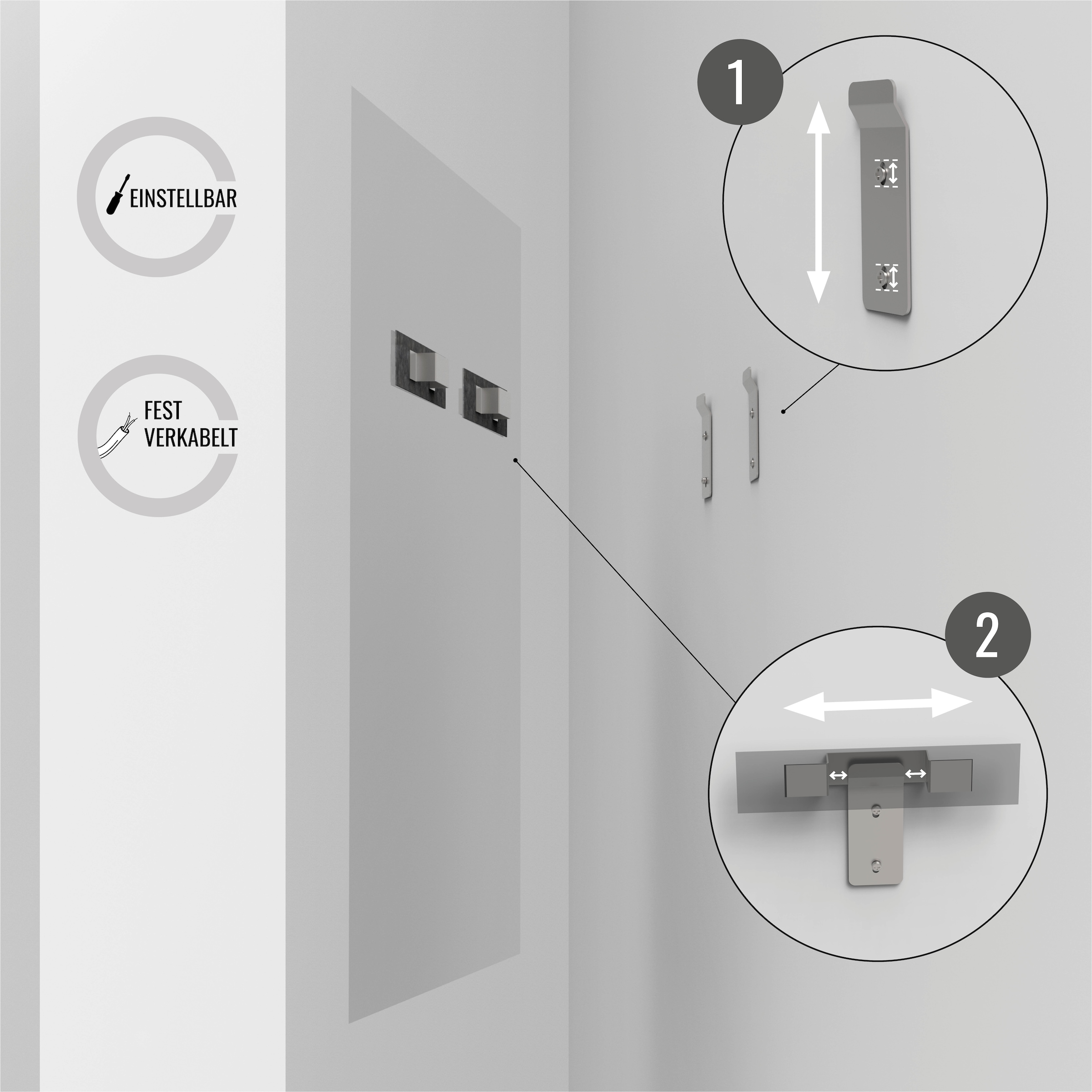 Loevschall Badspiegel »Römö Quadratisch, Spiegel mit LED Beleuchtung, Lichtspiegel«, Verstellbarer Badezimmerspiegel mit Beleuchtung, Dänisches Design