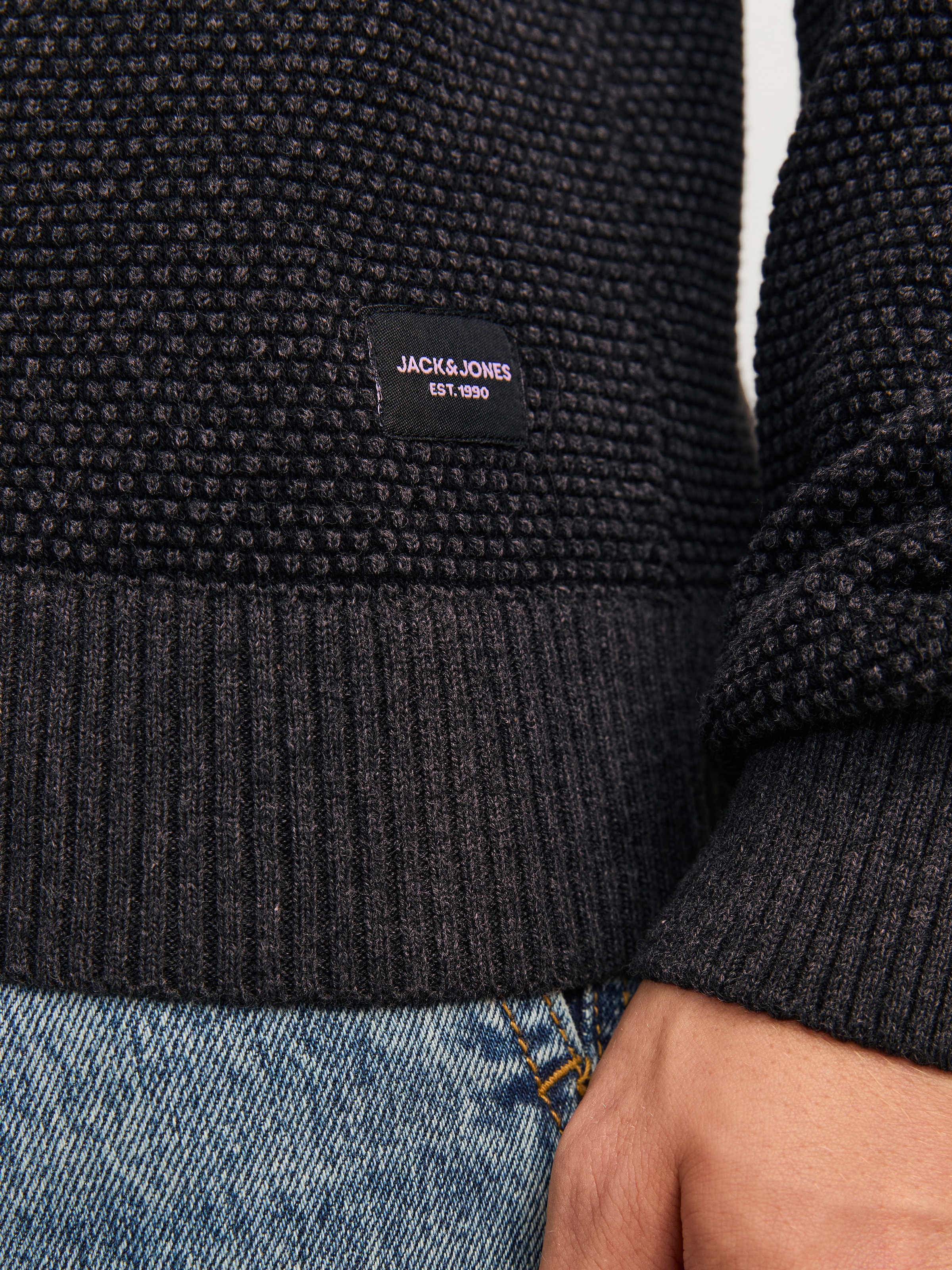 Jack & Jones Rundhalspullover »JJEGLOBE KNIT CREW NECK NOOS«, in Strick Optik