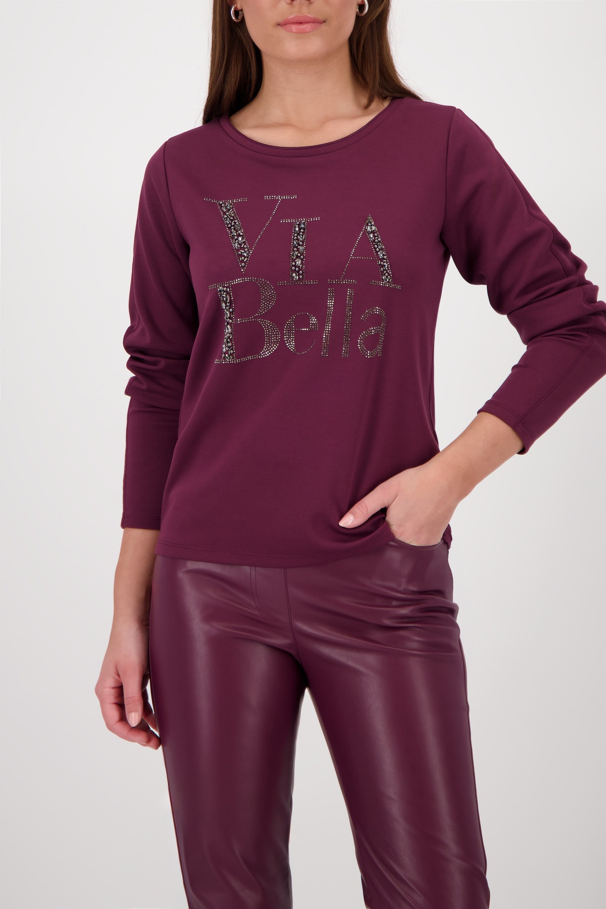 Monari Sweatshirt »Sweatshirt Sweat Schmuckschrift«, Regular fit mit Rundhalsausschnitt