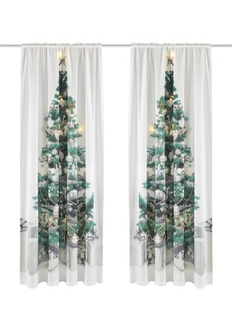 my home Vorhang »Xmas Tree W/LED«, (1 St.), Blickdicht, HxB: 230x140, LED-Lichter kaufen