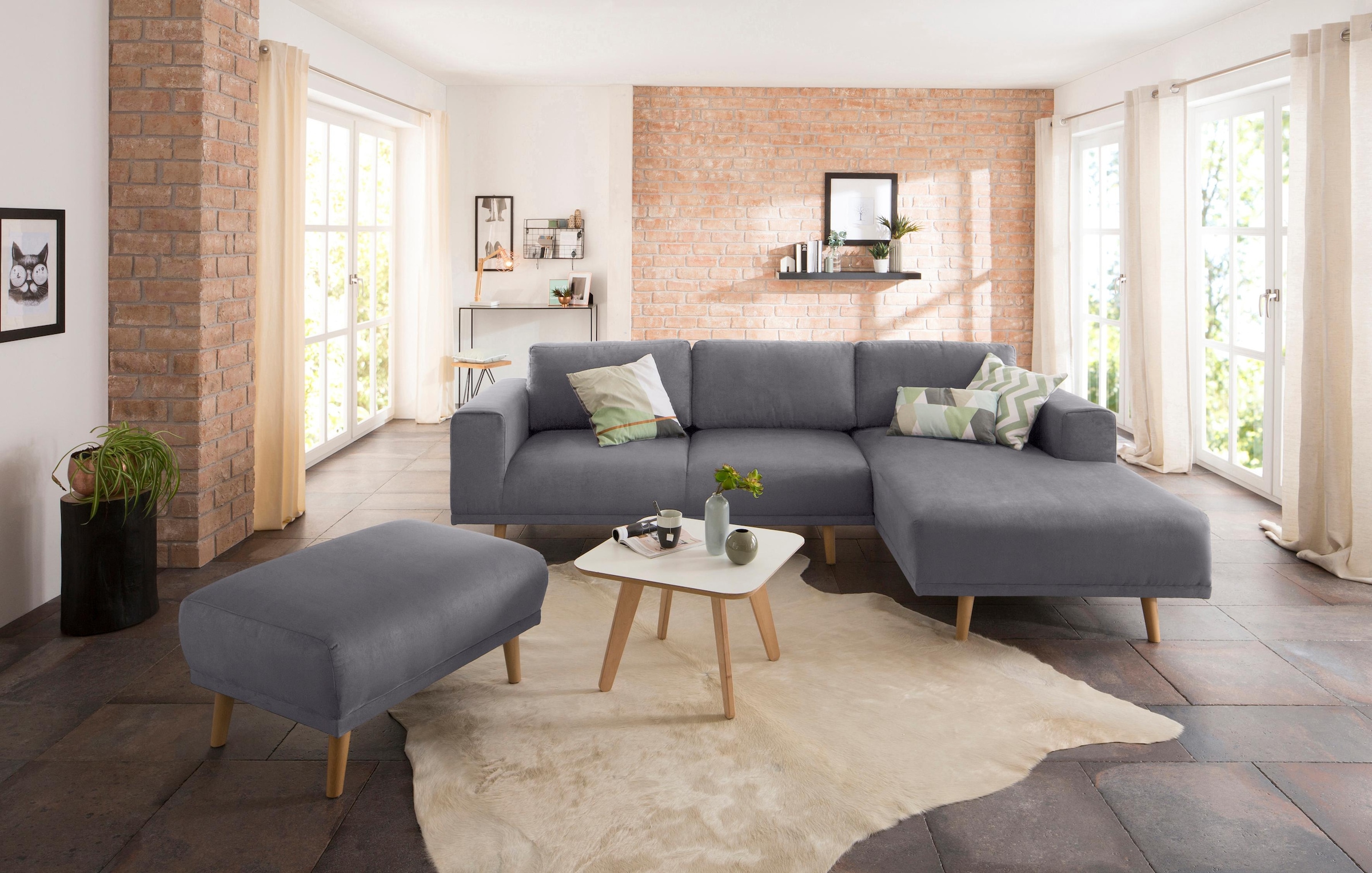Home affaire Ecksofa »Lasse L-Form«, im scandinavischen Stil mit Holzfüssen