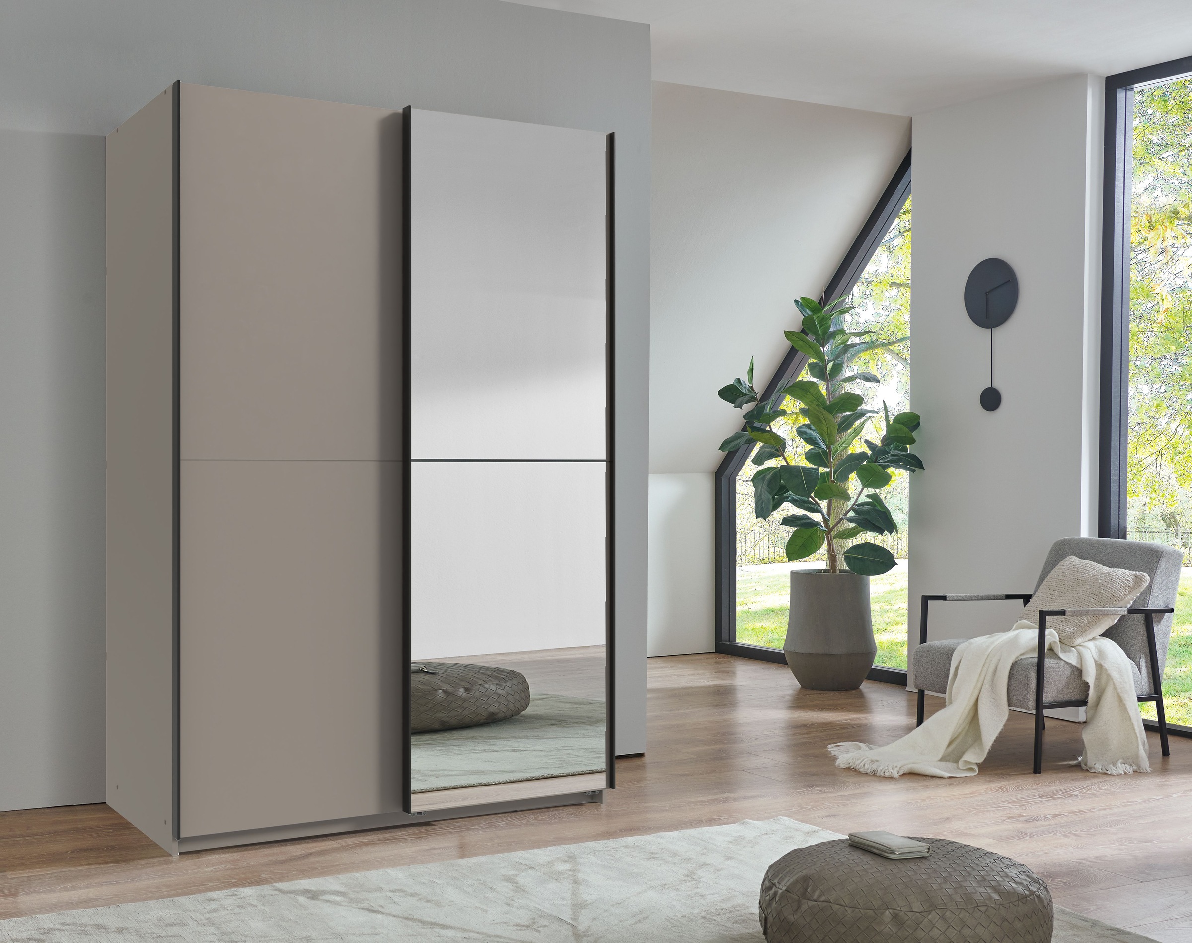 Wimex Kleiderschrank »Mugano, B/T/H 135 oder 180/65/198cm, Made in Germany«, (wähle Deine Ausstattung: Basic oder Premium!), 2 Schwebetüren mit oder ohne Spiegel, Metallgriffe