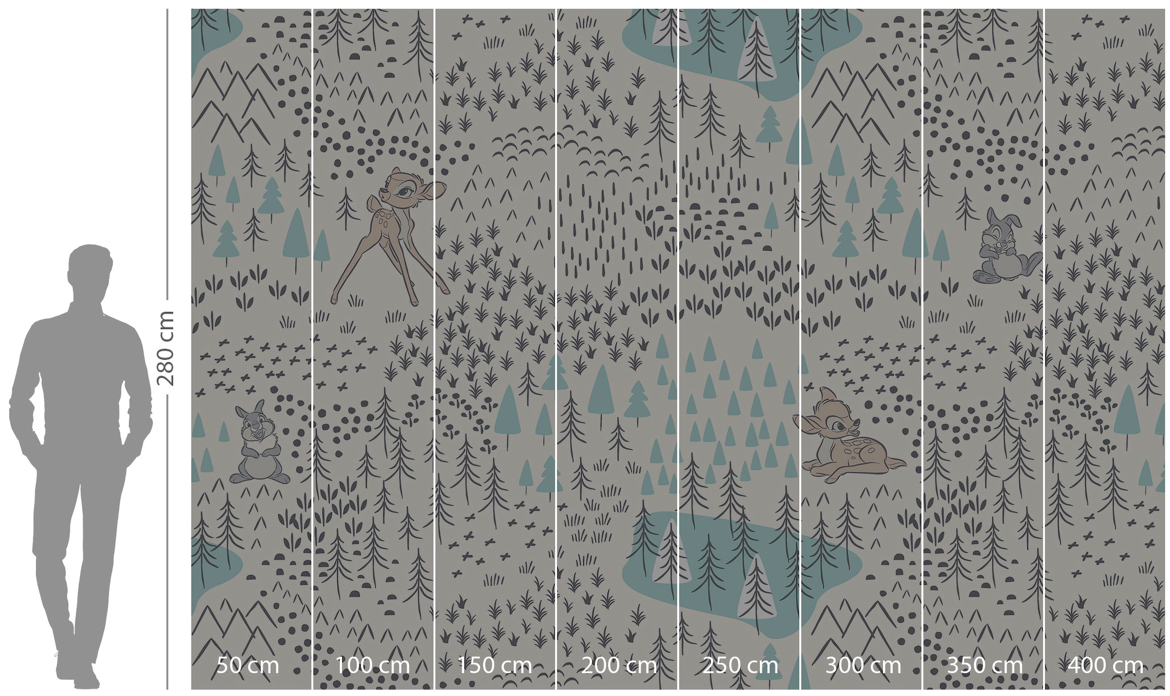 Komar Vliestapete »Digitaldruck Vlies - Bambi Woodland - Grösse 400 x 280 cm«, bedruckt, Kinderzimmer