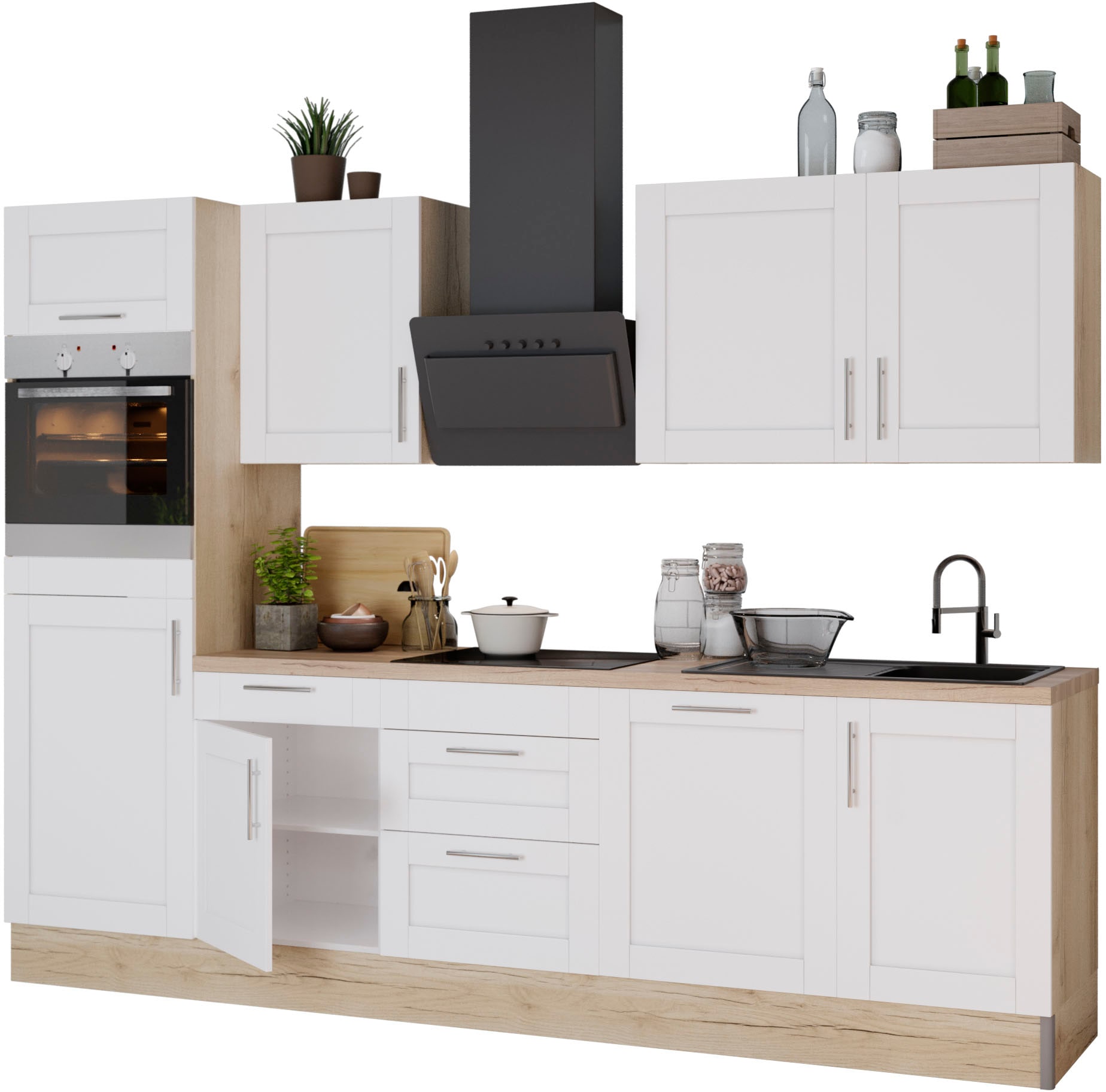 KOCHSTATION Küche "KS-Ahus" Breite 280 cm,wahlw. mit E-Geräten,Soft Close Funktion,MDF Fronten