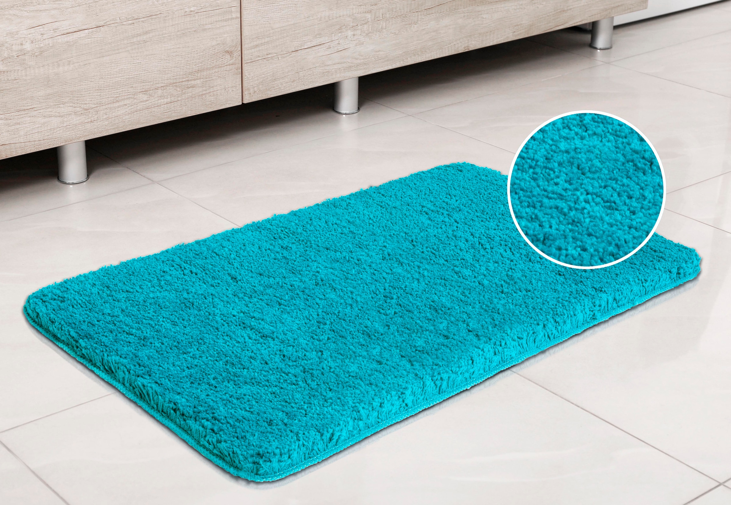 my home Badematte »Sanremo, Badvorleger, Badezimmer Teppich, sehr weich«, rutschhemmend beschichtet, fussbodenheizungsgeeignet-schnell trocknend, Badteppich, unifarben, rechteckig, rund & als 3-tlg. Set erhältlich