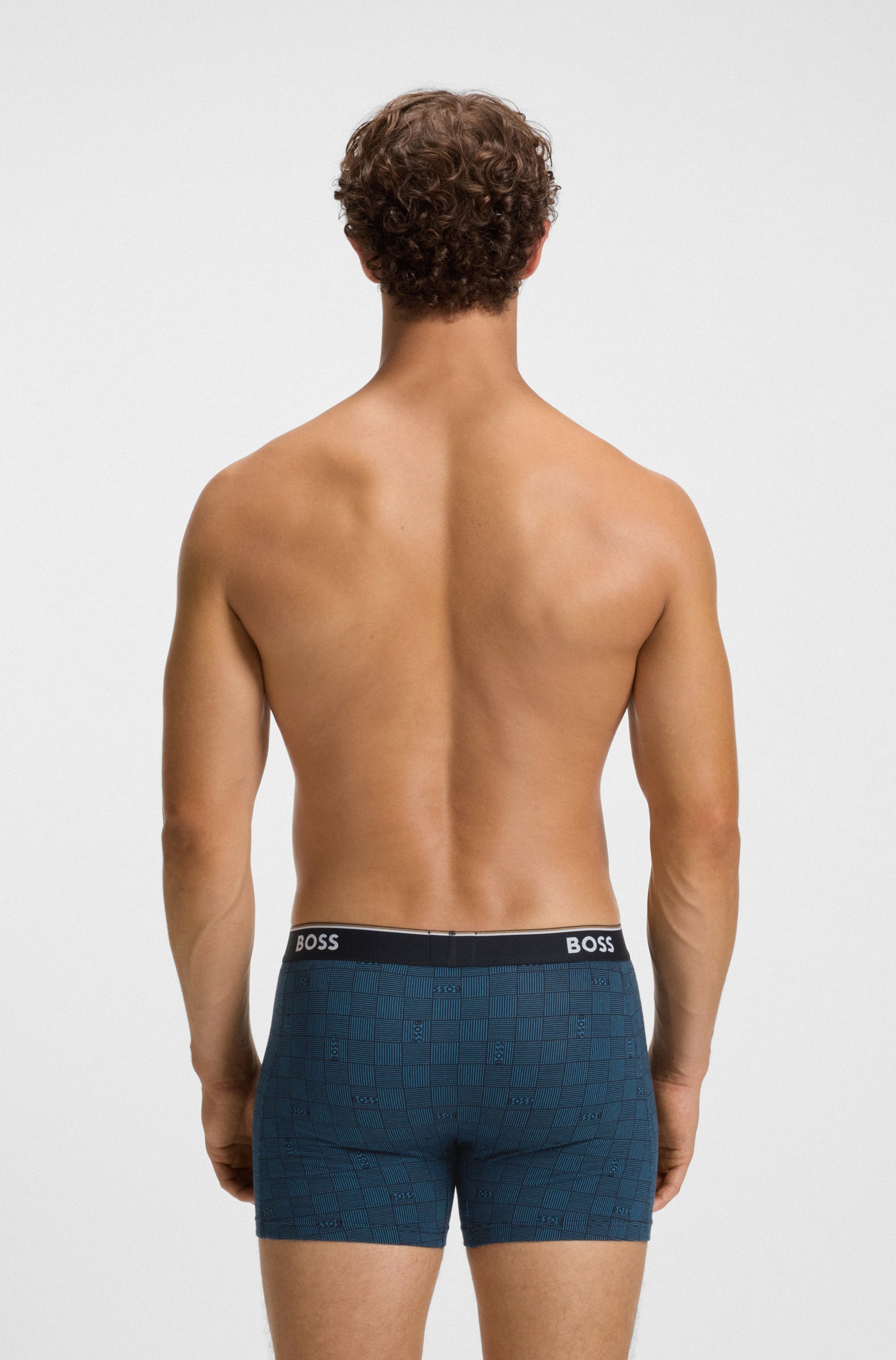 BOSS Boxershorts »Boxer Brief 3P Power Design«, (3 St.), mit 2x Uni und 1x Muster