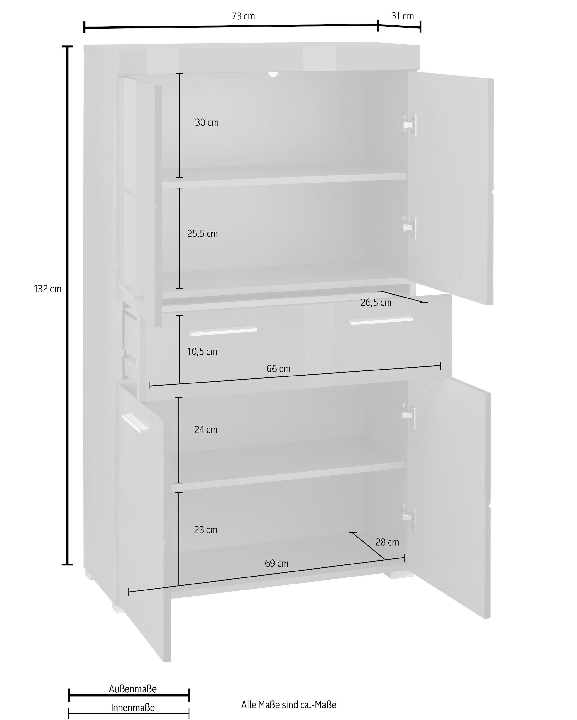 73 cm, Breite grossen 1 Midischrank | Schubkasten und Badezimmerschrank Jelmoli-Versand kaufen »Avena«, INOSIGN 4 online mit Türen