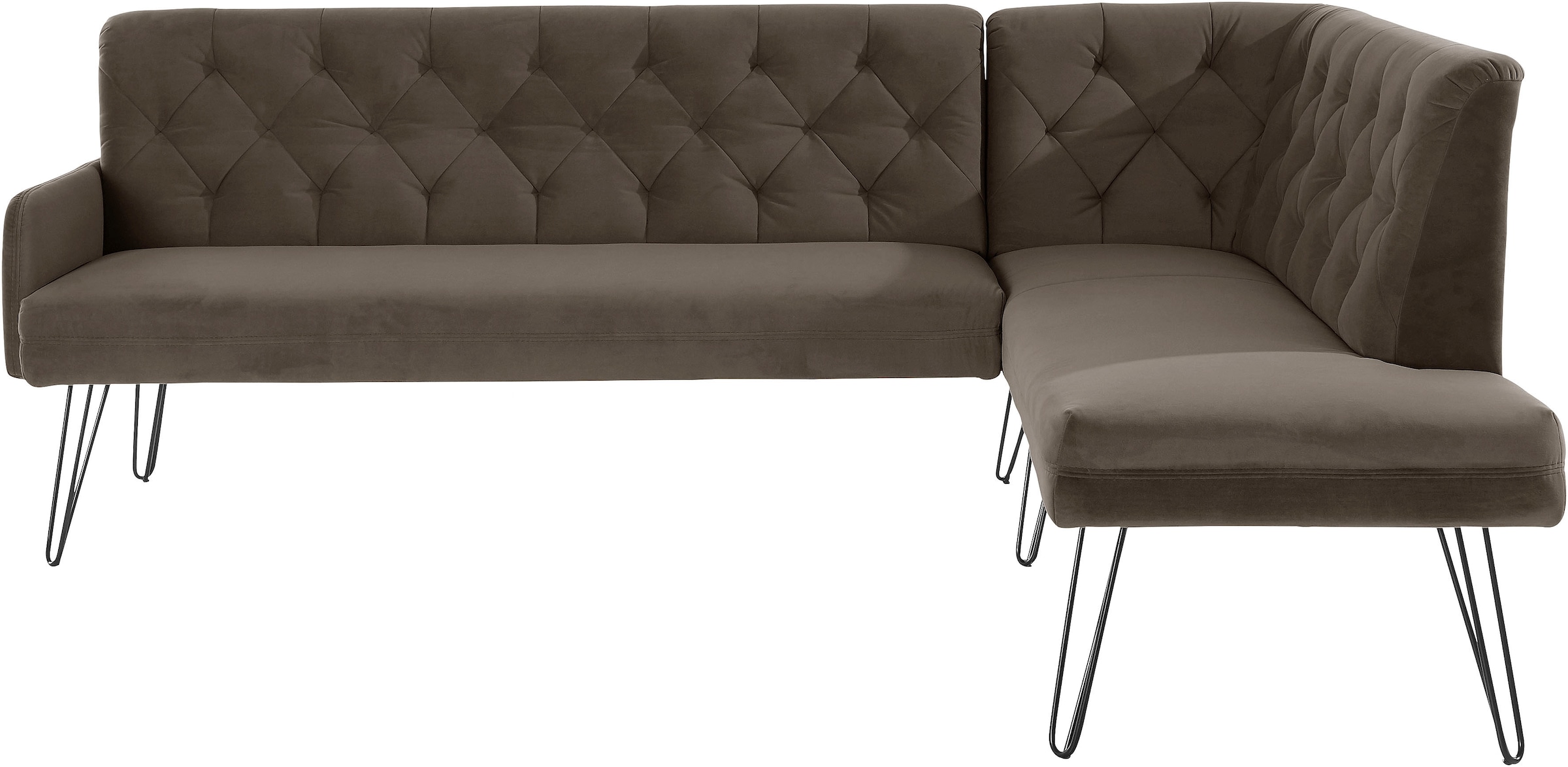 exxpo - sofa fashion Eckbank »Doppio, Chesterfield Optik, komfortabel und bequem, hohe Designfüsse«, Frei im Raum stellbar