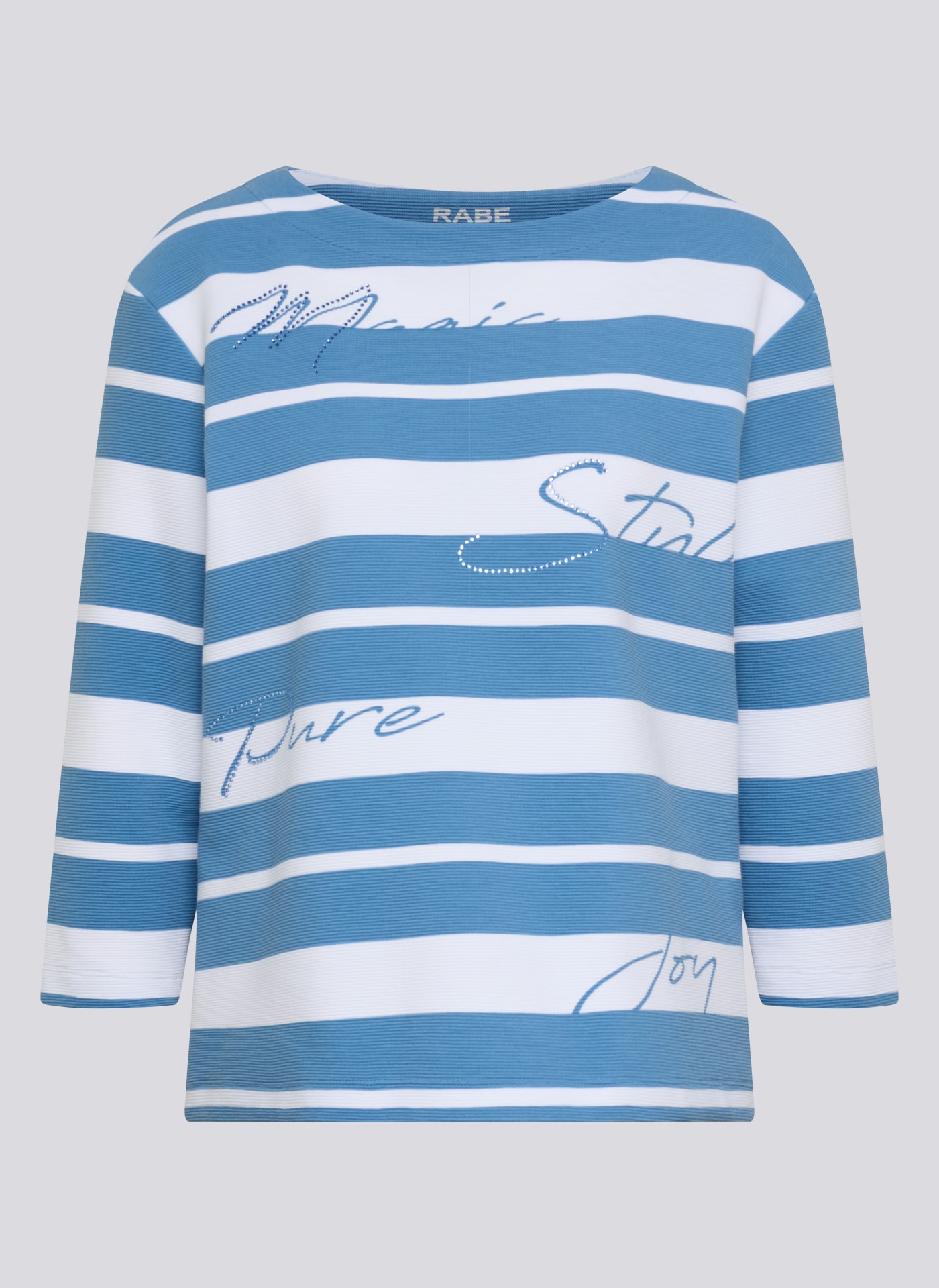 Rabe 3/4-Arm-Shirt, Sommershirt mit Streifen und Glitzersteinen, Druck