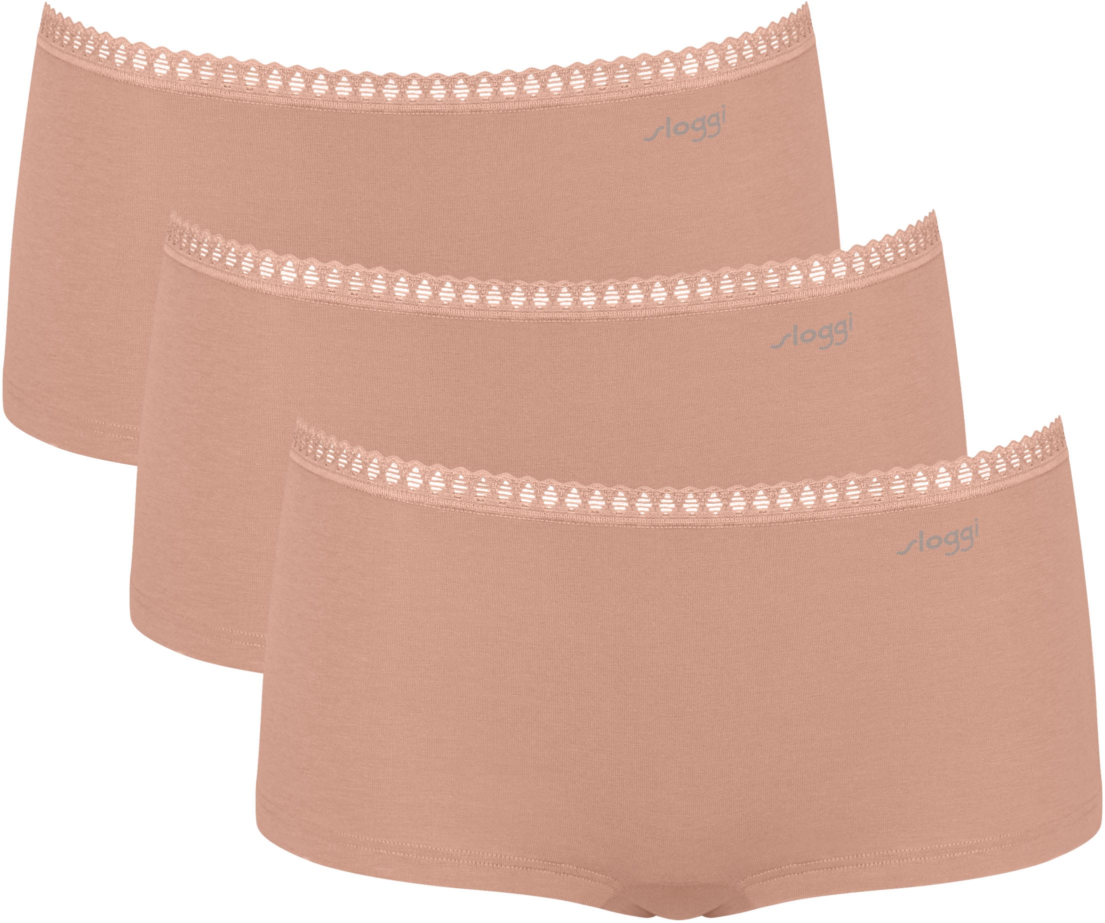 sloggi Retro Pants »GO Crush« 3er Pack, Spitzendetails, Multipack, Baumwollmix, weich
