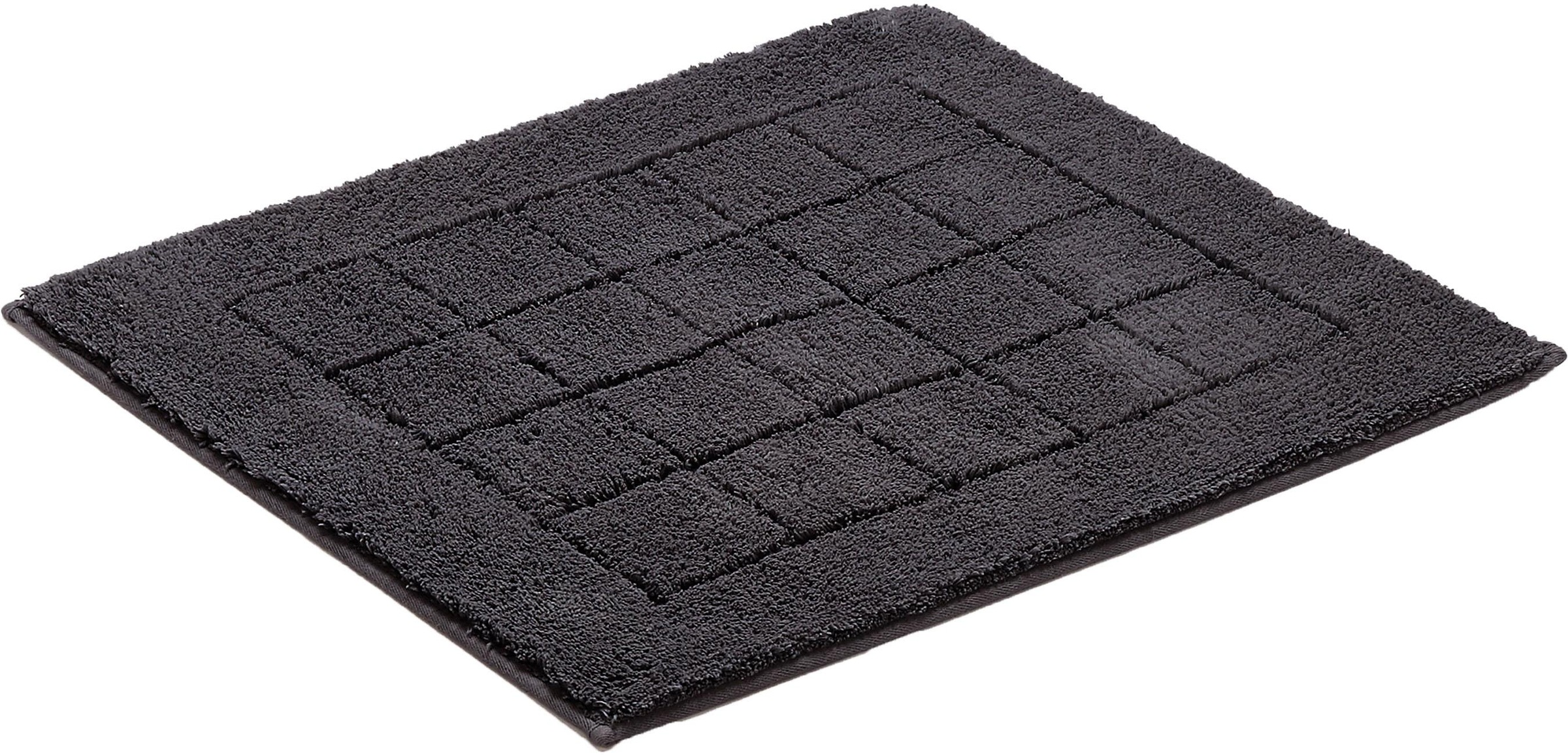 Vossen Badematte »Exclusive«, rutschhemmend beschichtet, fussbodenheizungsgeeignet, Badteppich, Uni-Farben, Karo Muster, Hoch-Tief Effekt, reine Baumwolle
