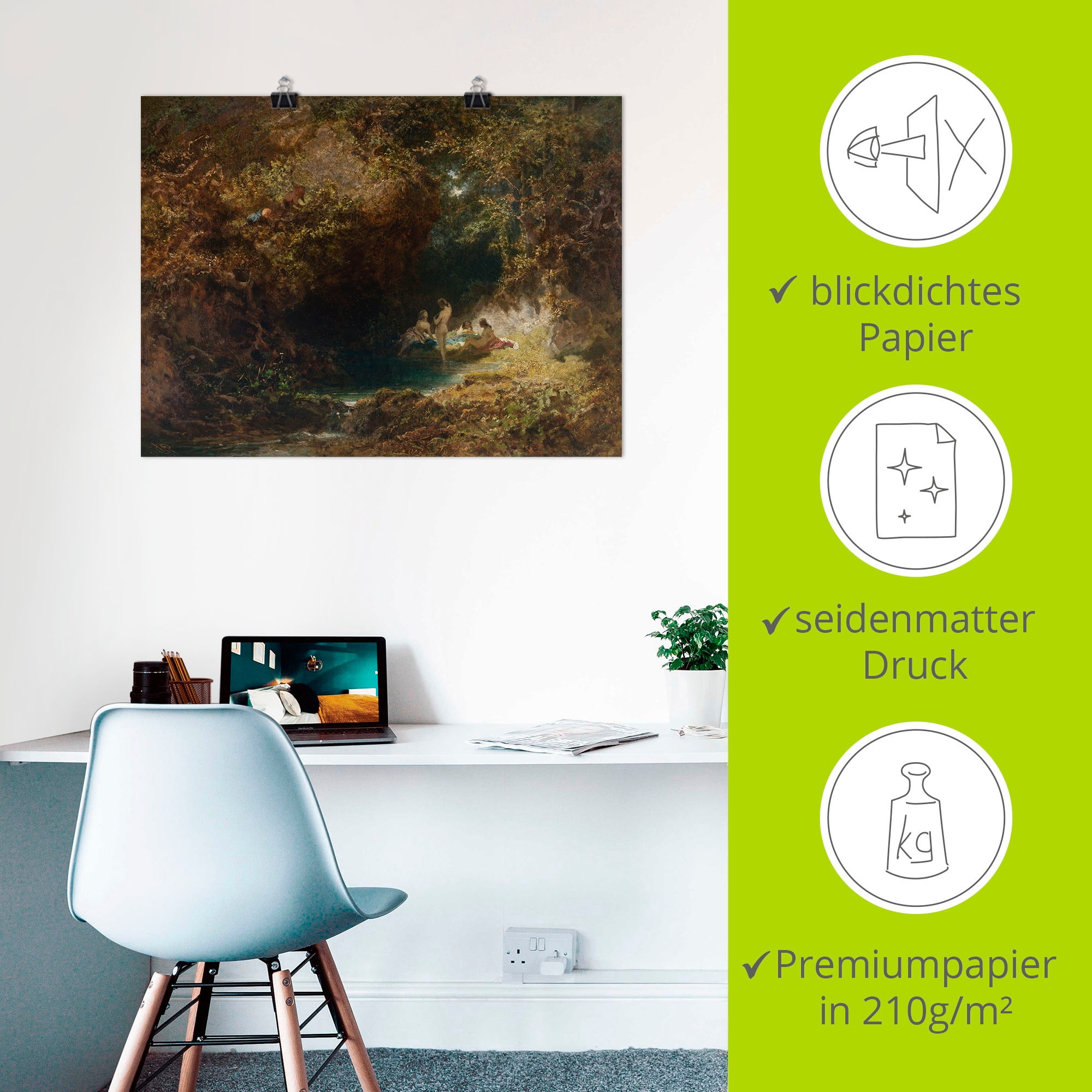 Artland Kunstdruck »Badende Nymphen«, Frau, (1 St.), als Leinwandbild, Wandaufkleber oder Poster in versch. Grössen