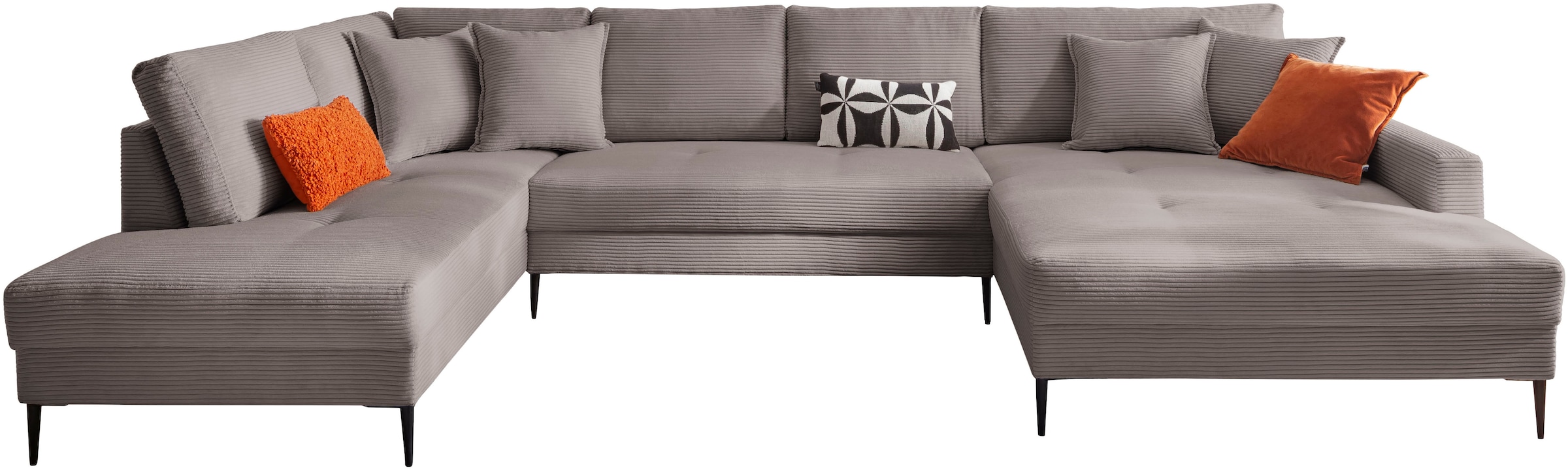 Trends by HG Wohnlandschaft »Summer U-Form«, in Cord-Stoff mit Metallfuss