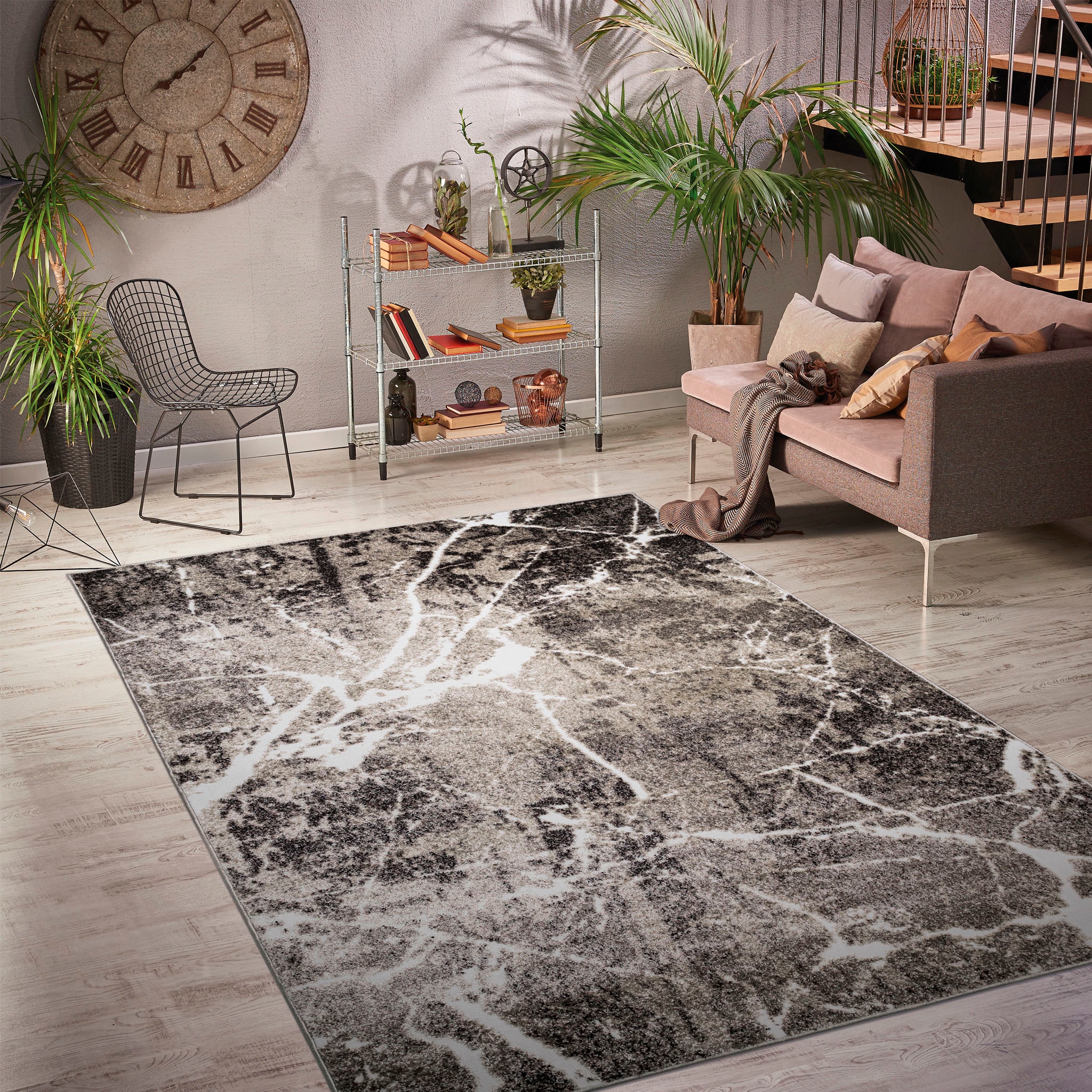 my home Teppich »Manrik«, rechteckig, 9 mm Höhe, mit besonders weichem Flor, Kurzflor, modernes Marmor-Design
