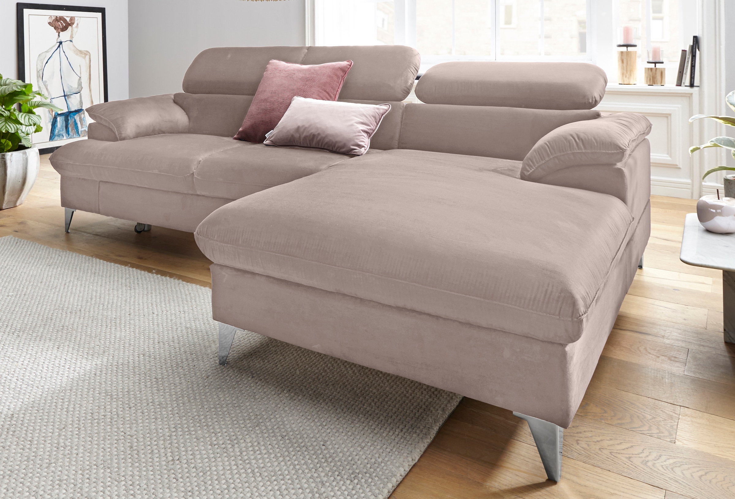 COTTA Ecksofa »Caluso L-Form«, inklusive Kopfteilverstellung, wahlweise mit Bettfunktion