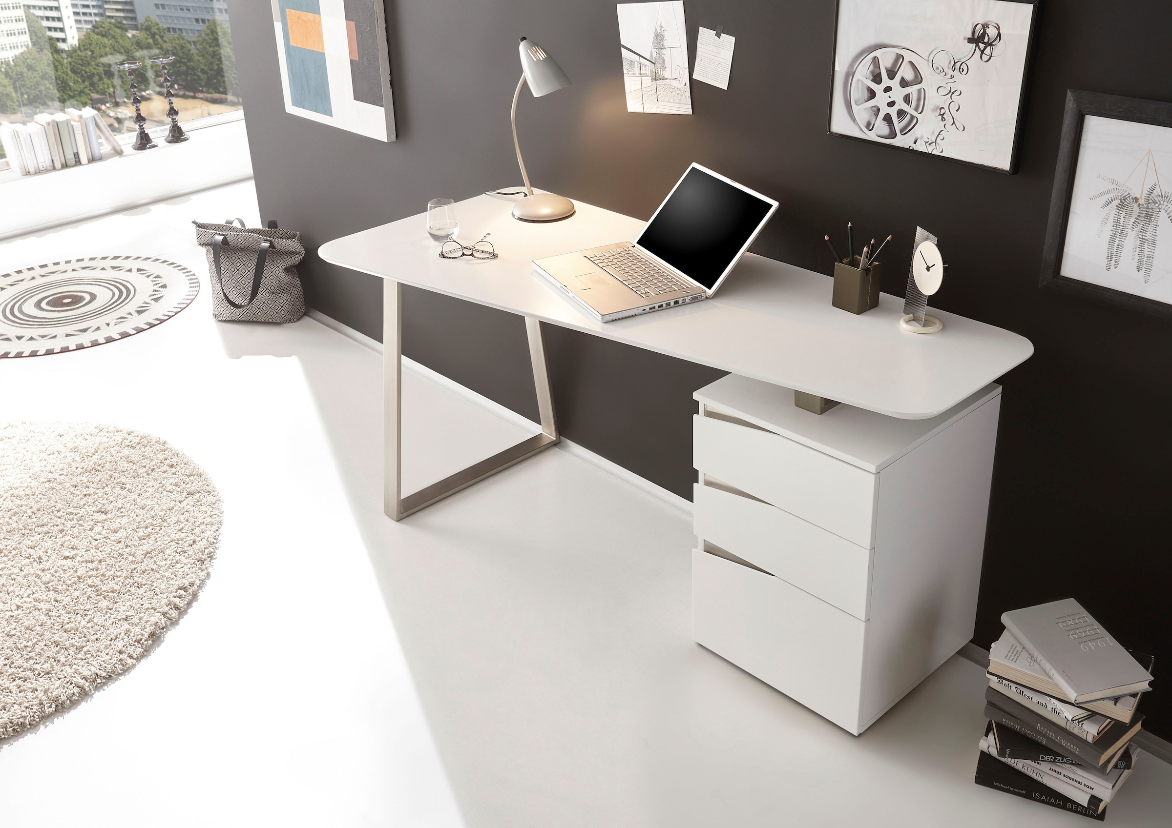MCA furniture Schreibtisch »Tori«, weiss matt lackiert, mit 3 Schubladen, Breite 150 cm