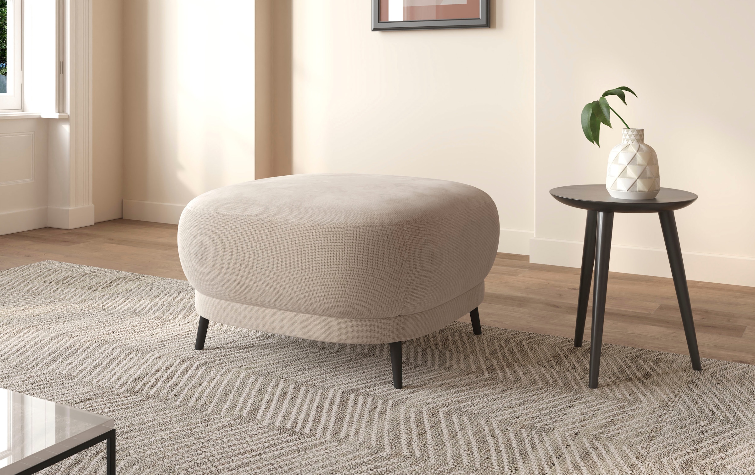 sit&more Polsterhocker »Blues«, mit Metallfüssen, schwarz-matt
