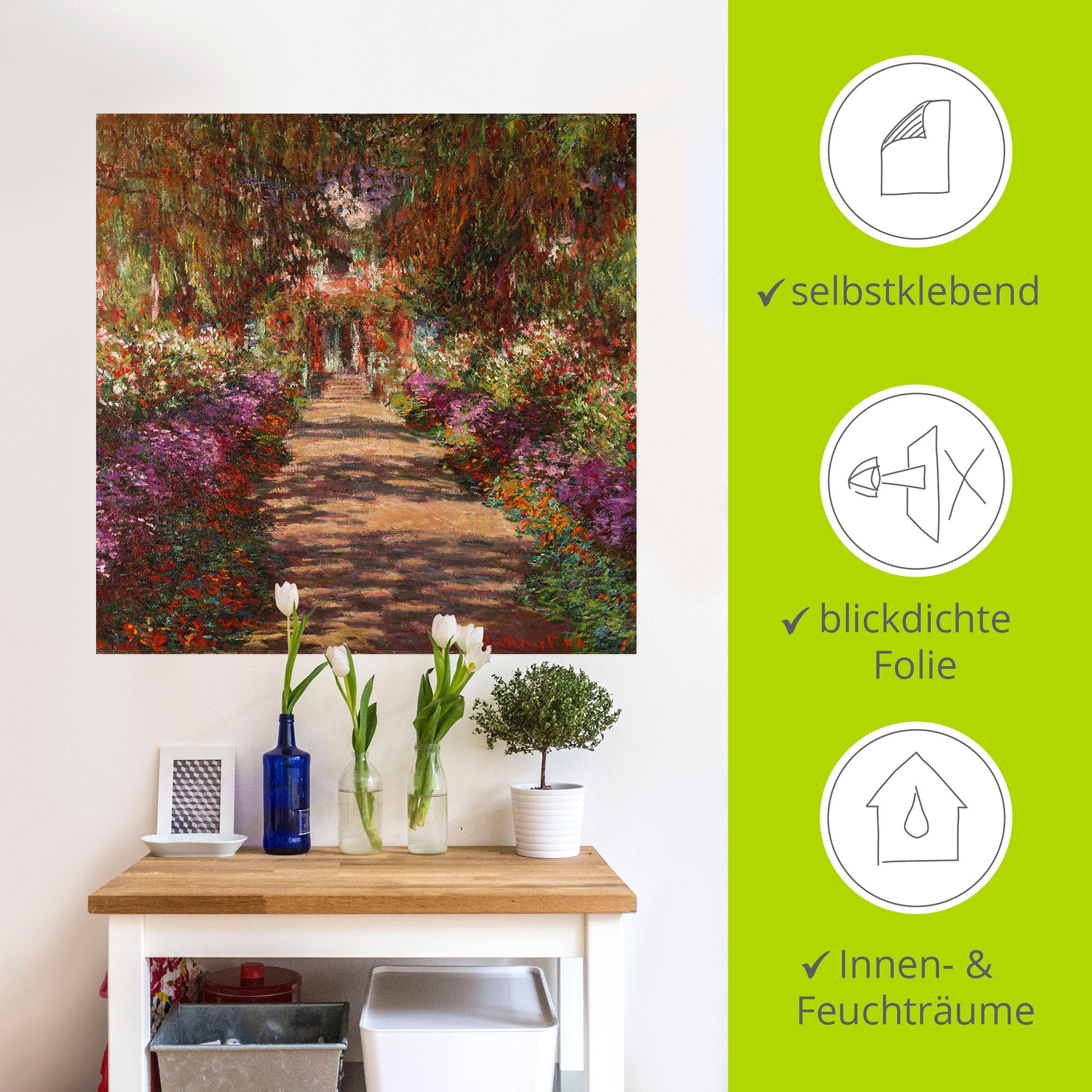 Artland Wandbild »Weg in Monets Garten in Giverny. 1902«, Garten, (1 St.), als Alubild, Outdoorbild, Leinwandbild, Poster, Wandaufkleber