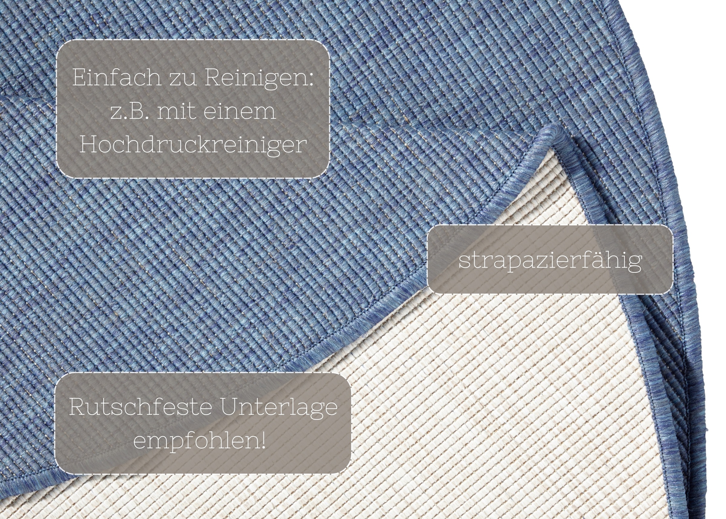NORTHRUGS Teppich »Miami Wendeteppich«, rund, 5 mm Höhe, In-& Outdoor, Wetterfest, Balkon, Garten, Wohnzimmer, Wasserfest